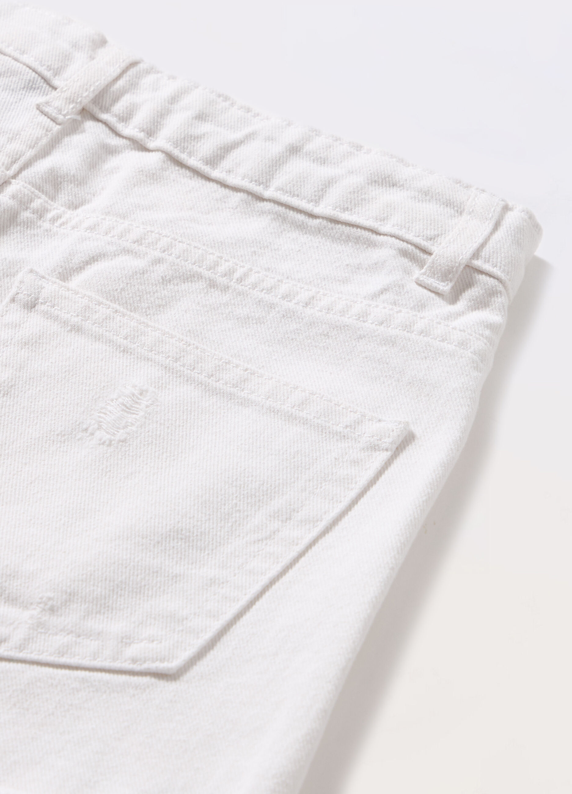 Shorts ripped in denim di puro cotone ragazza_1