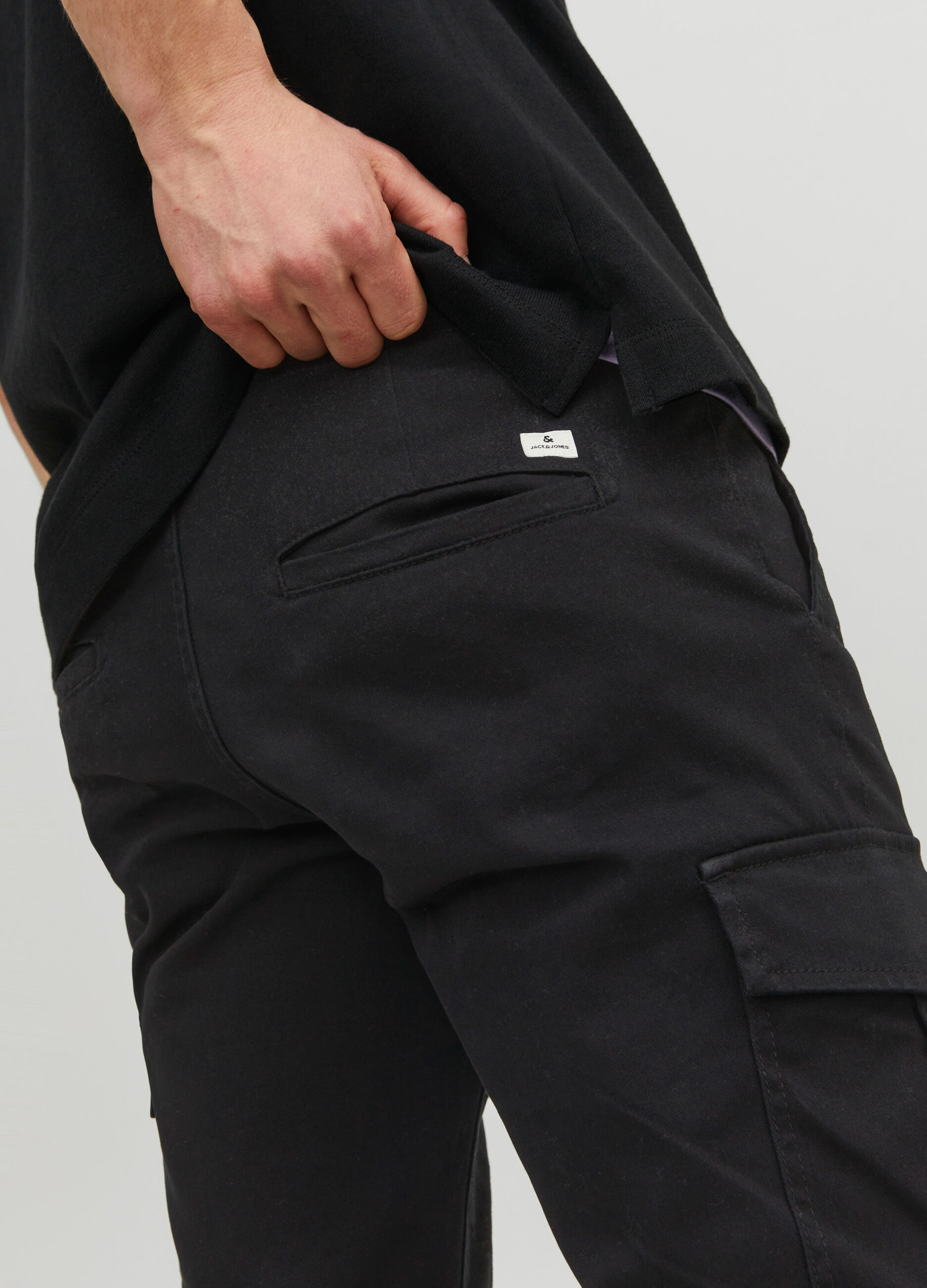 Pantaloni slim fit cargo in twill di cotone uomo_7