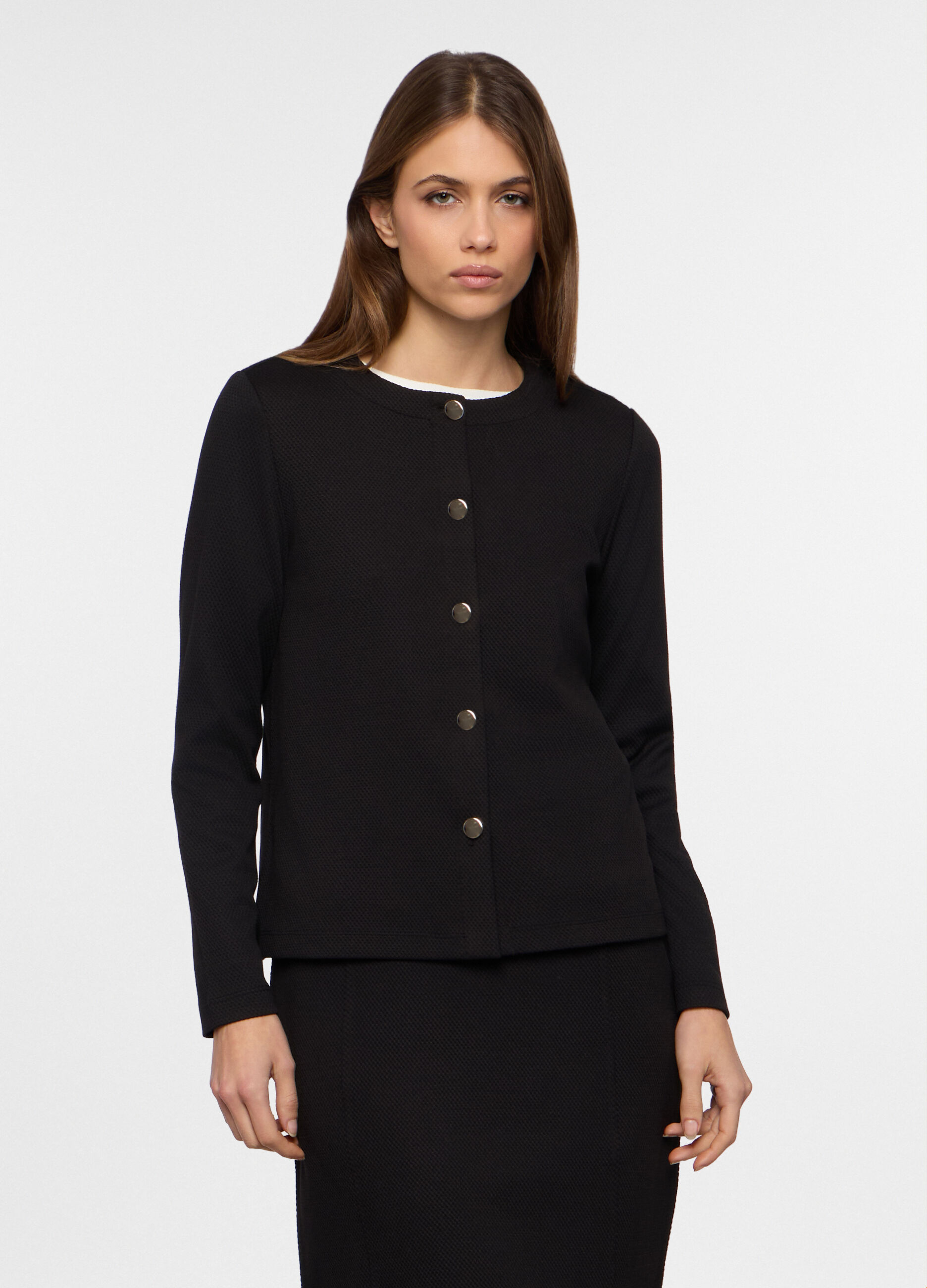 Giacca in maglia stretch donna_0