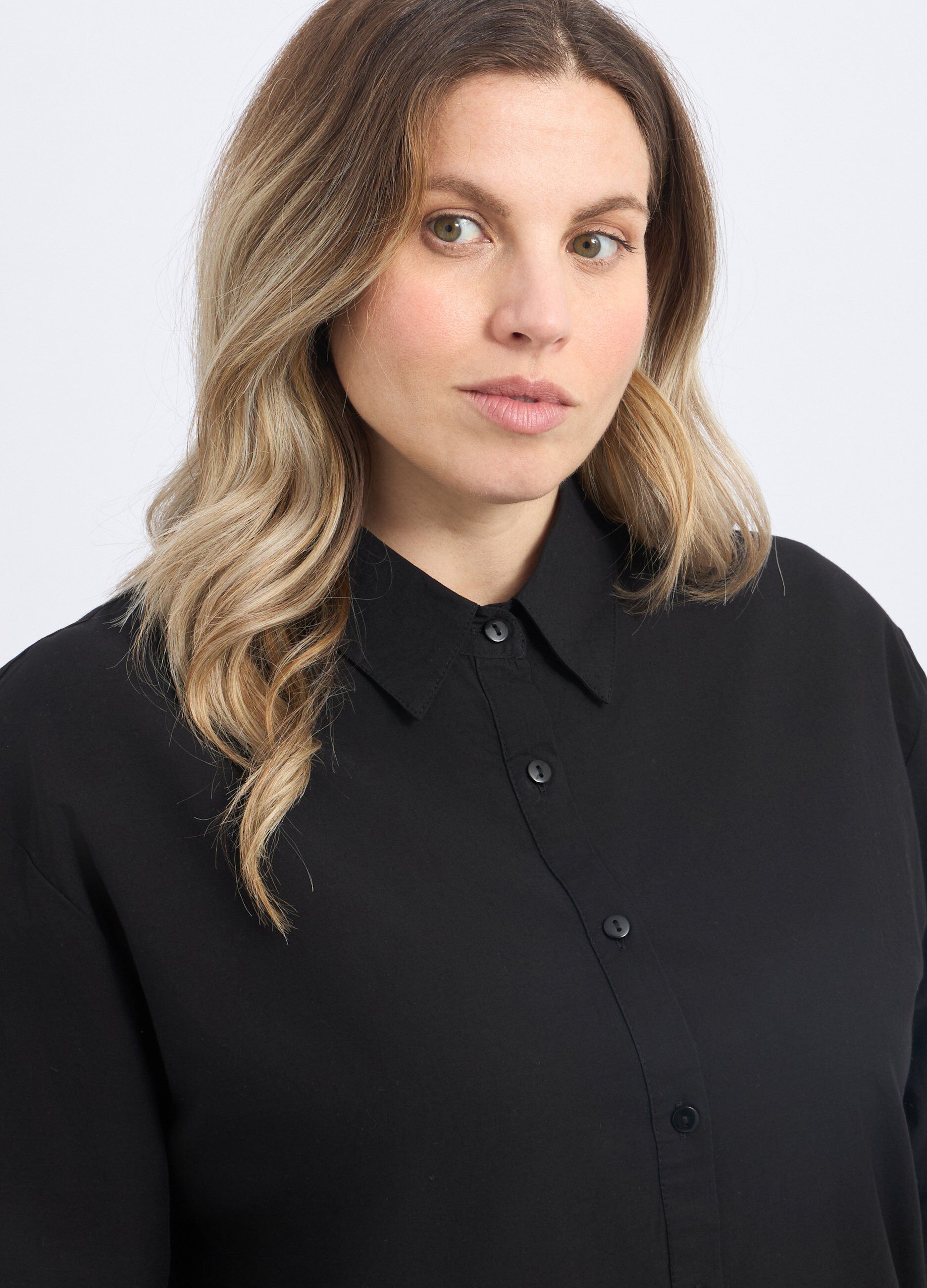 Camicia in misto cotone con lavorazione donna curvy_2