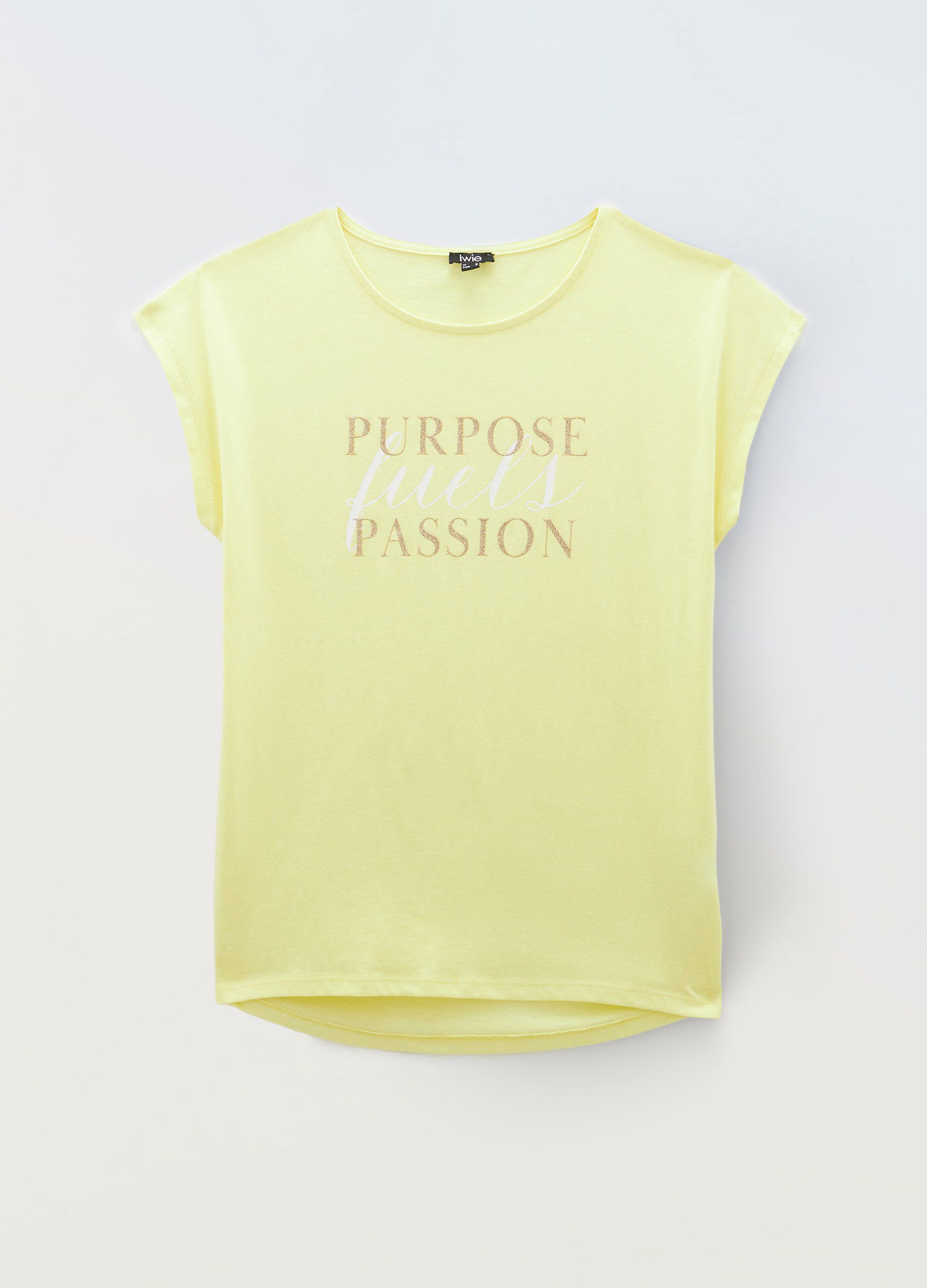T-shirt in puro cotone con stampa glitter donna_0