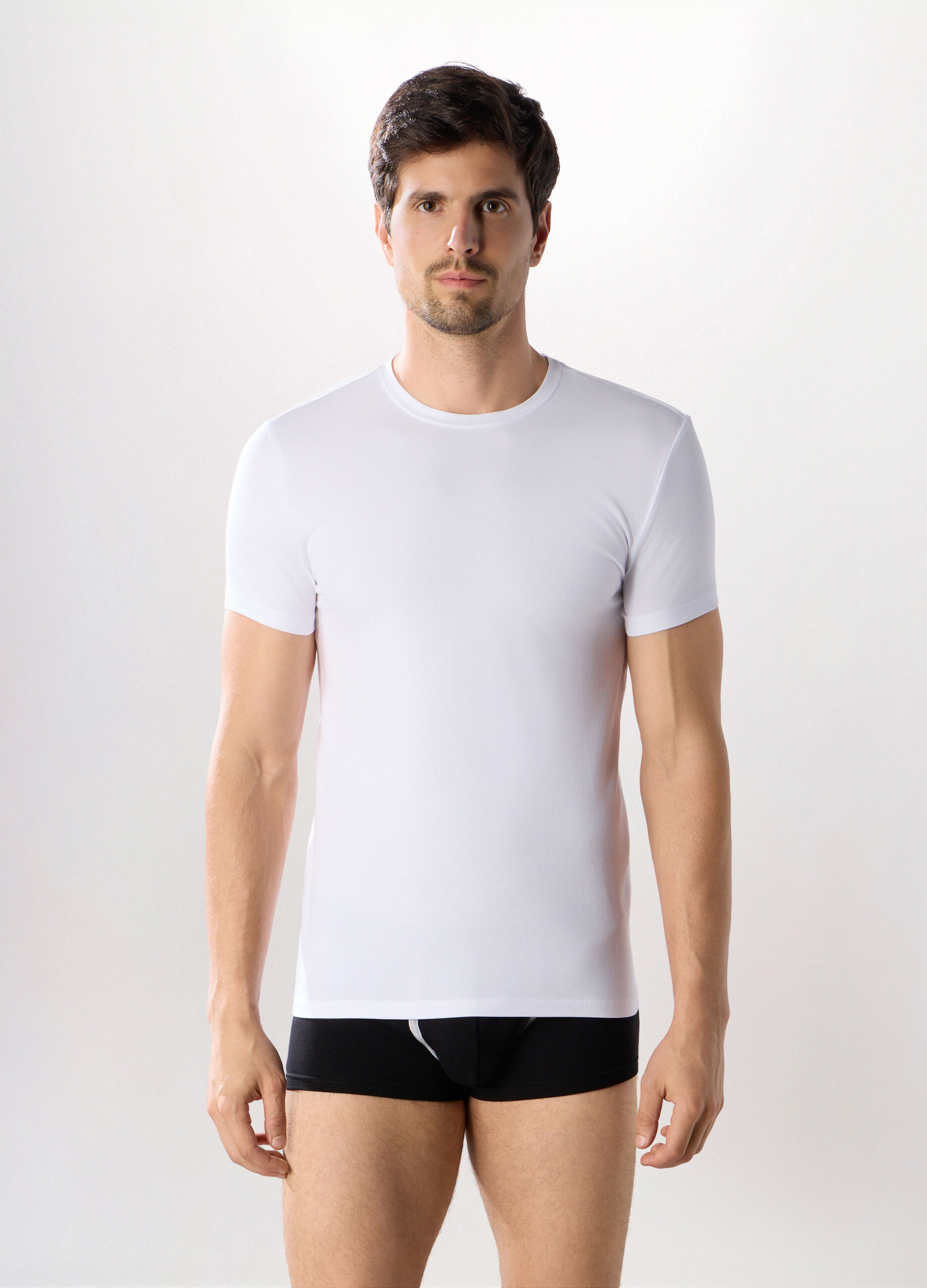 T-shirt girocollo in cotone stretch uomo