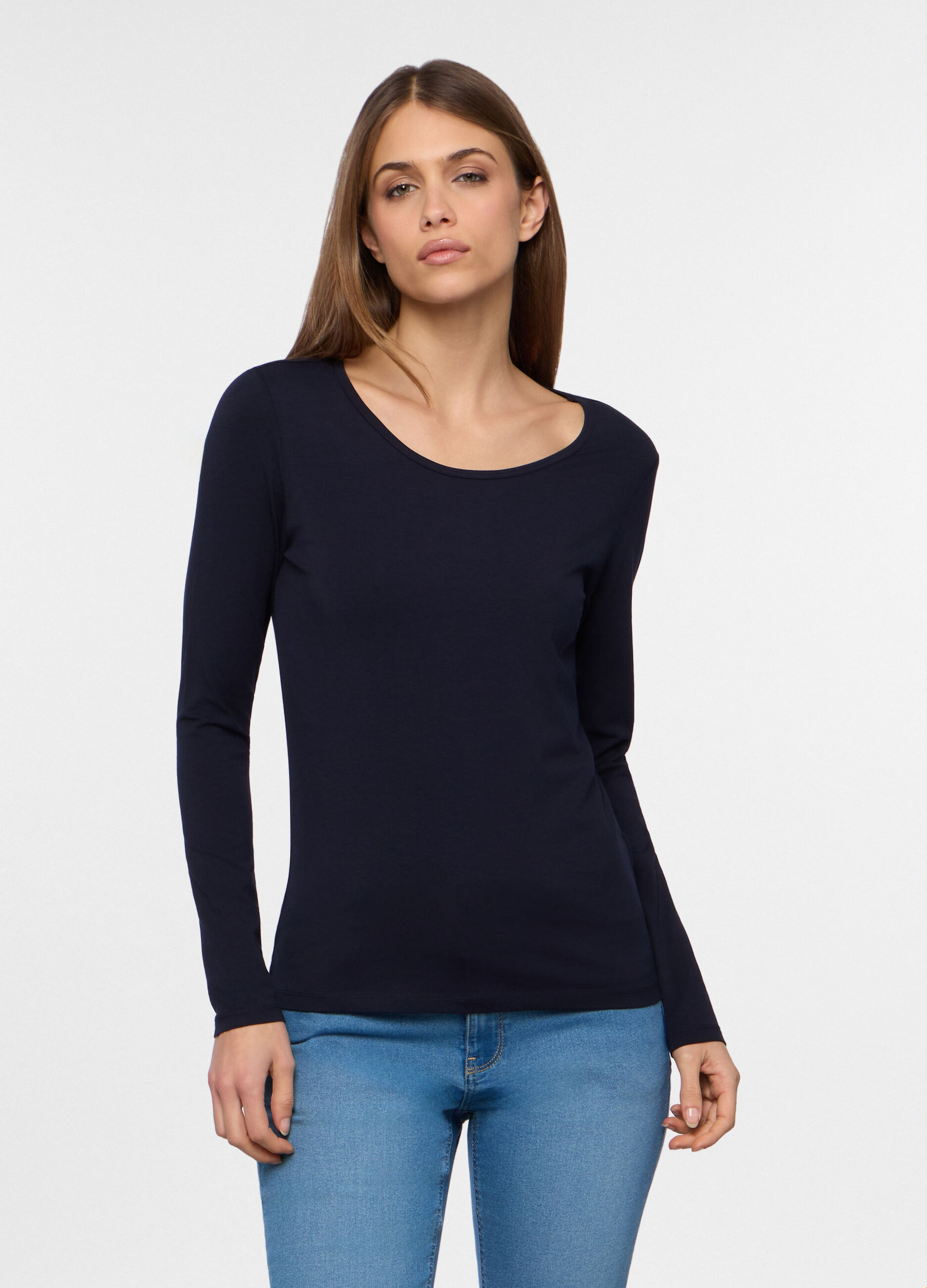 T-shirt girocollo stretch donna_0