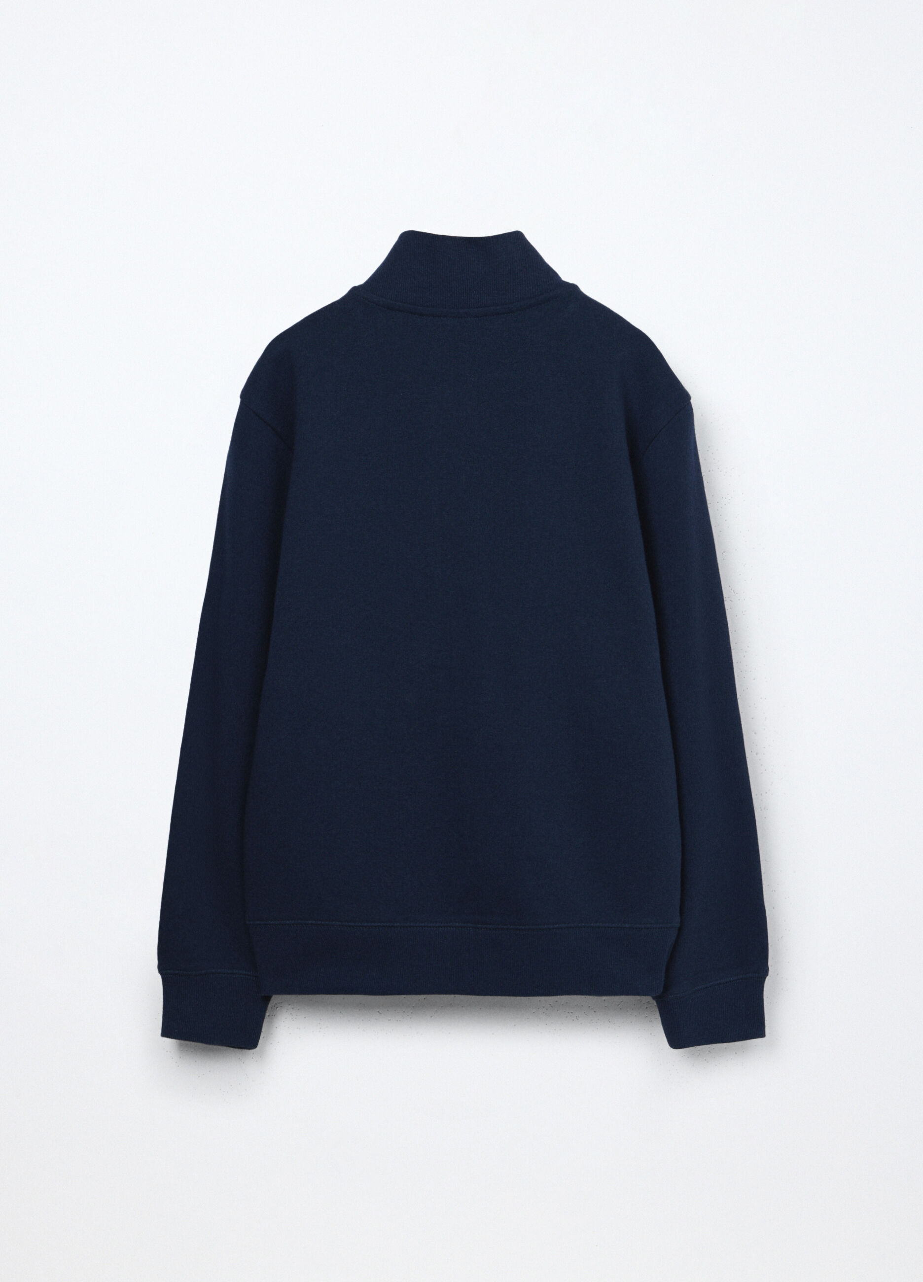 Felpa full zip a collo alto in puro cotone bambino_1