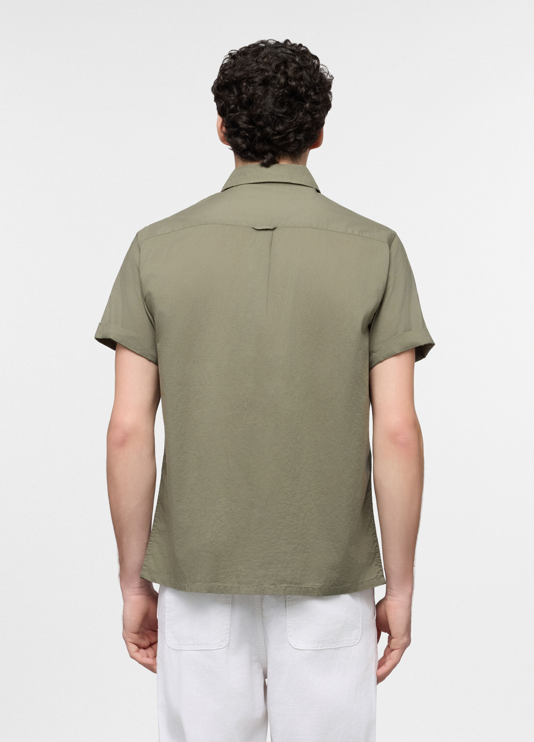 Camicia a maniche corte con collo classico in cotone uomo_1