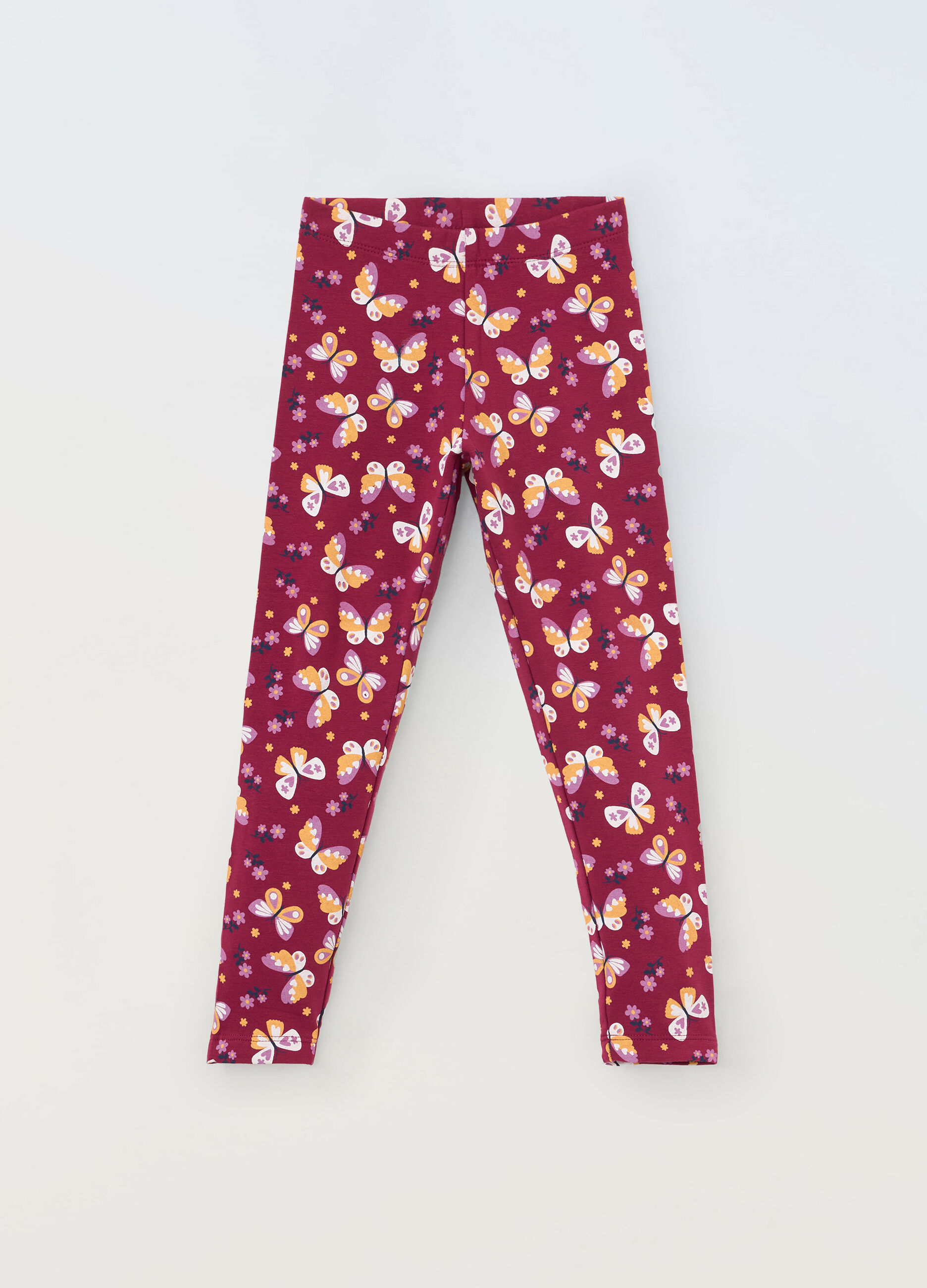 Leggings in cotone stretch con stampa bambina_0