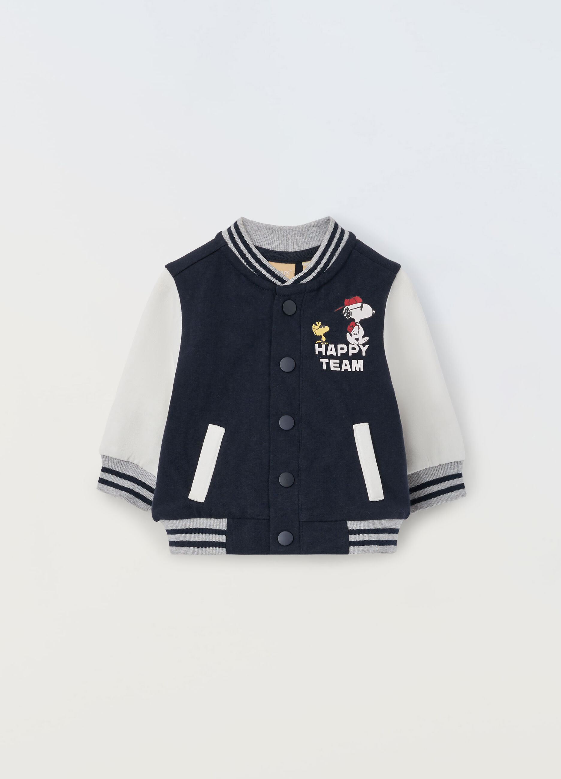 Cardigan varsity Snoopy in cotone fleece neonato_0