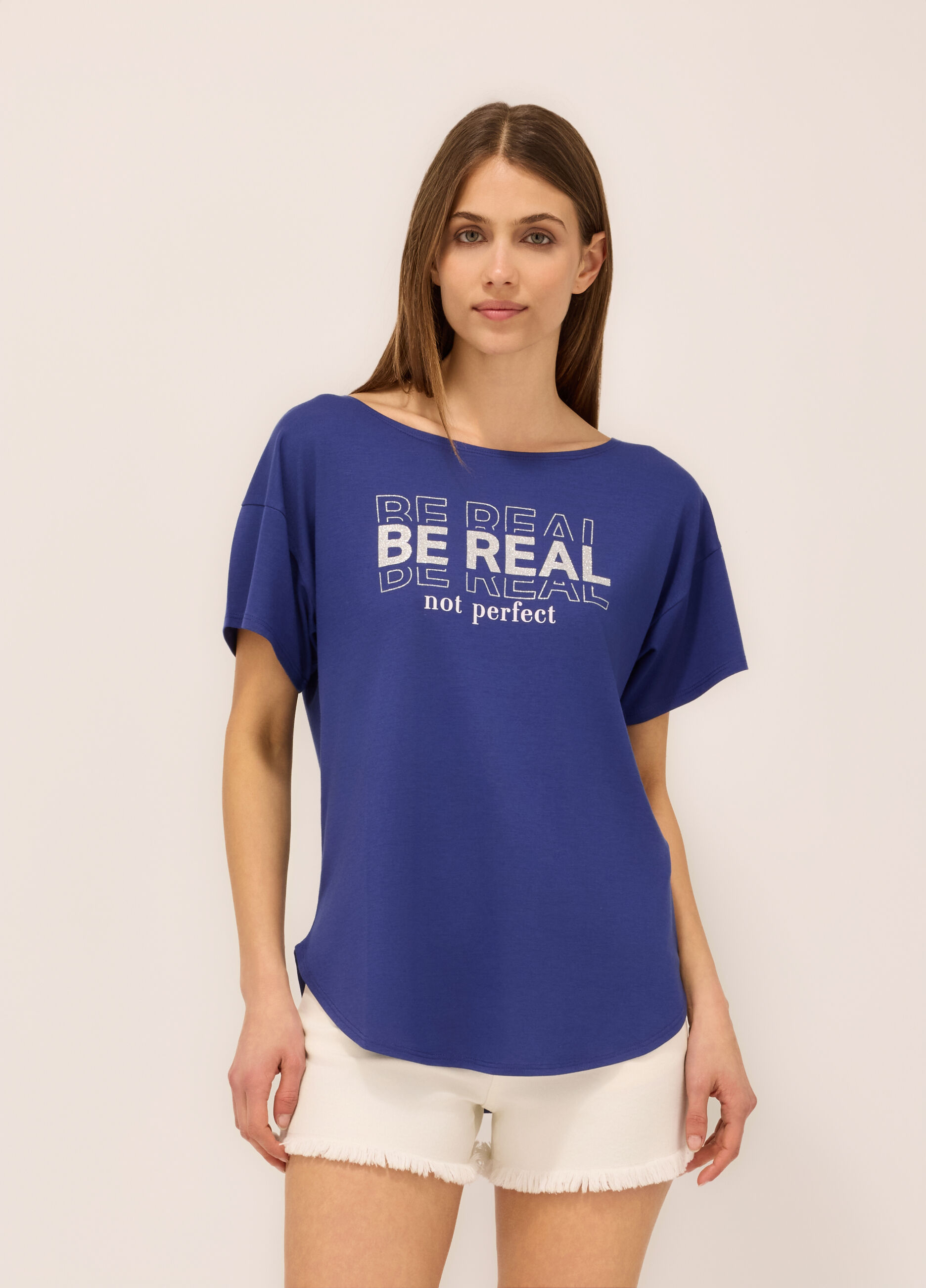 T-shirt in jersey di misto viscosa cotone donna_0