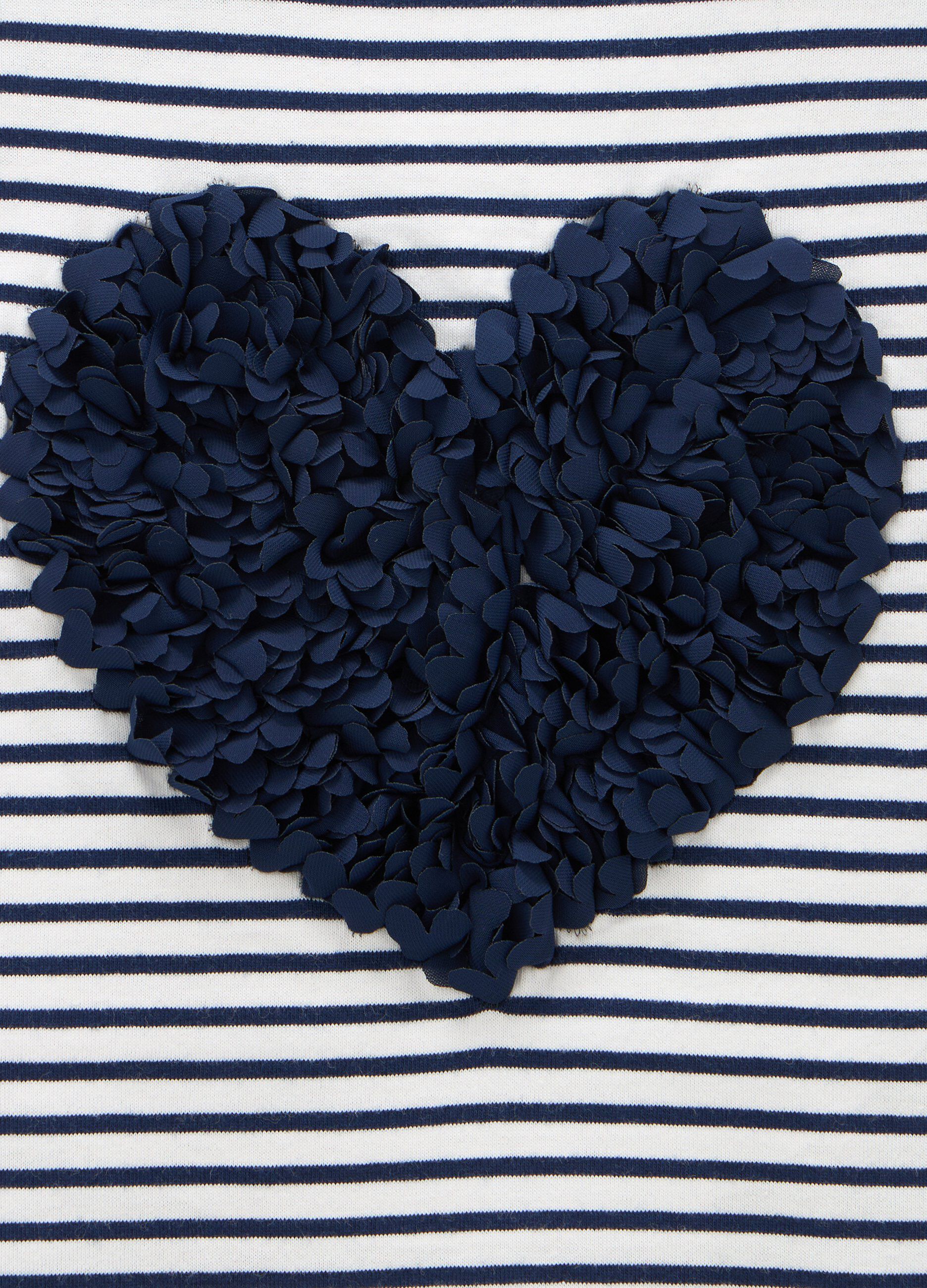 T-shirt rigata in puro cotone con applicazioni bambina_1