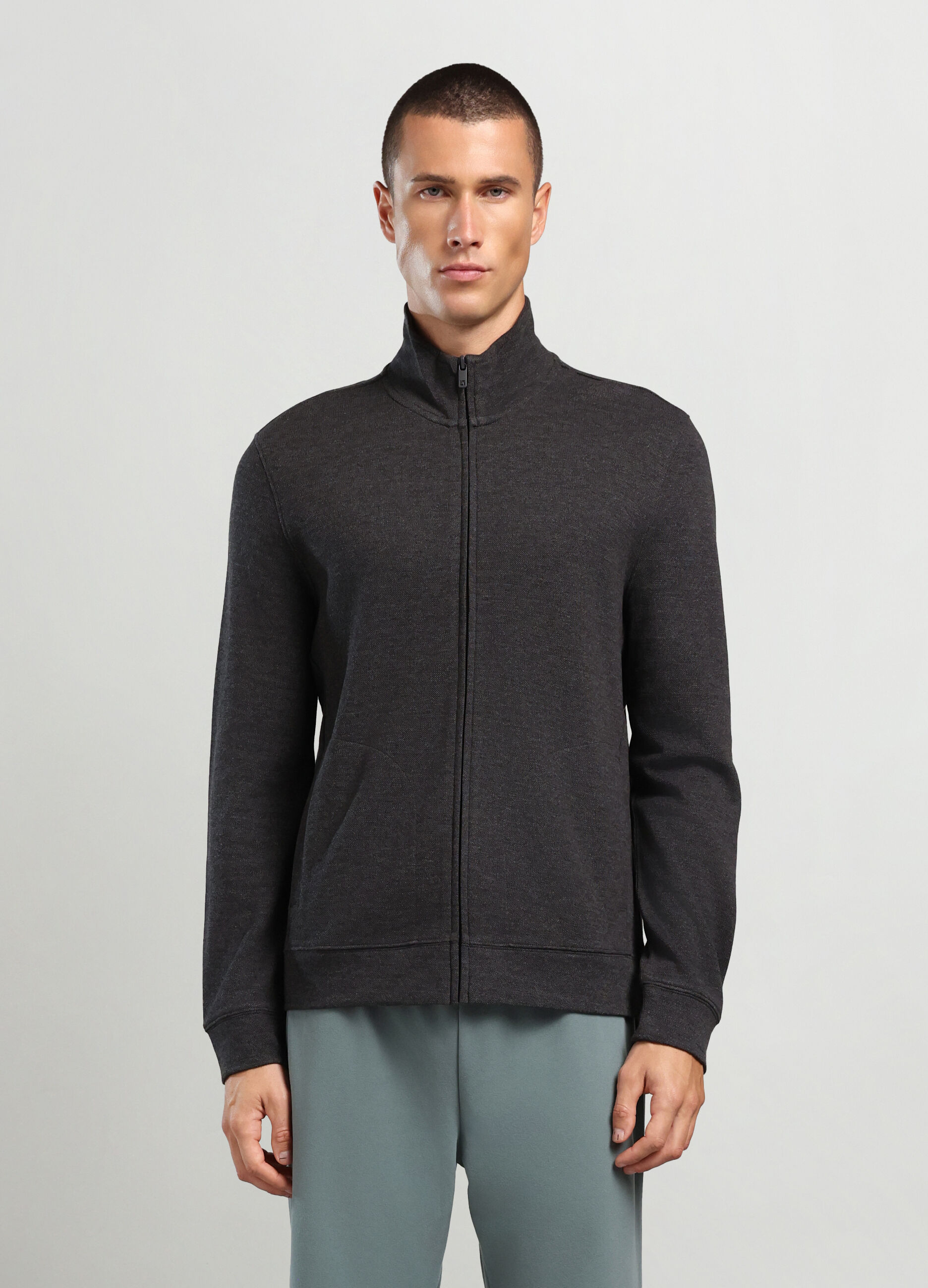 Felpa lupetto in piquet di cotone uomo_0