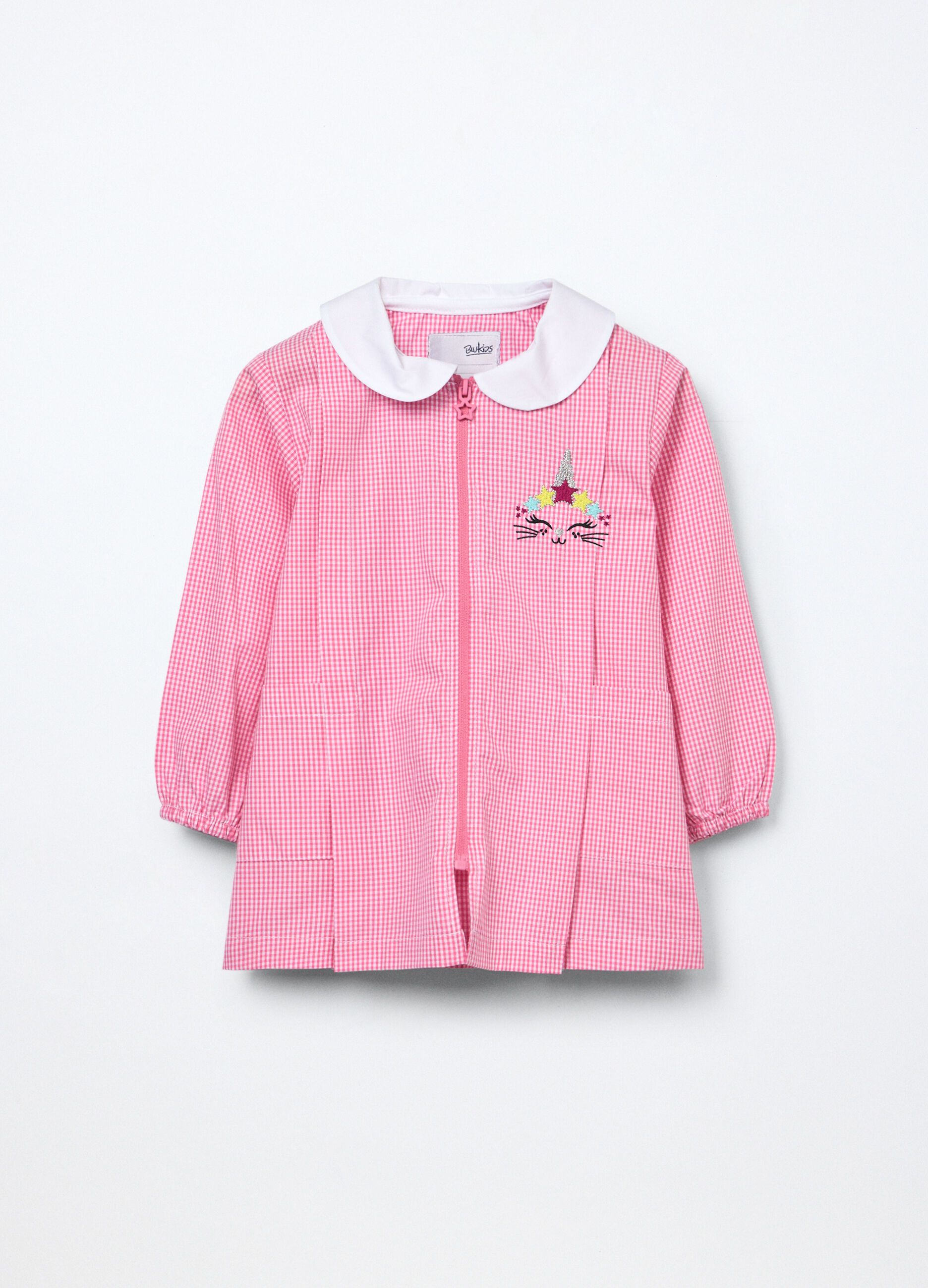 Grembiule full zip a quadretti bambina_0