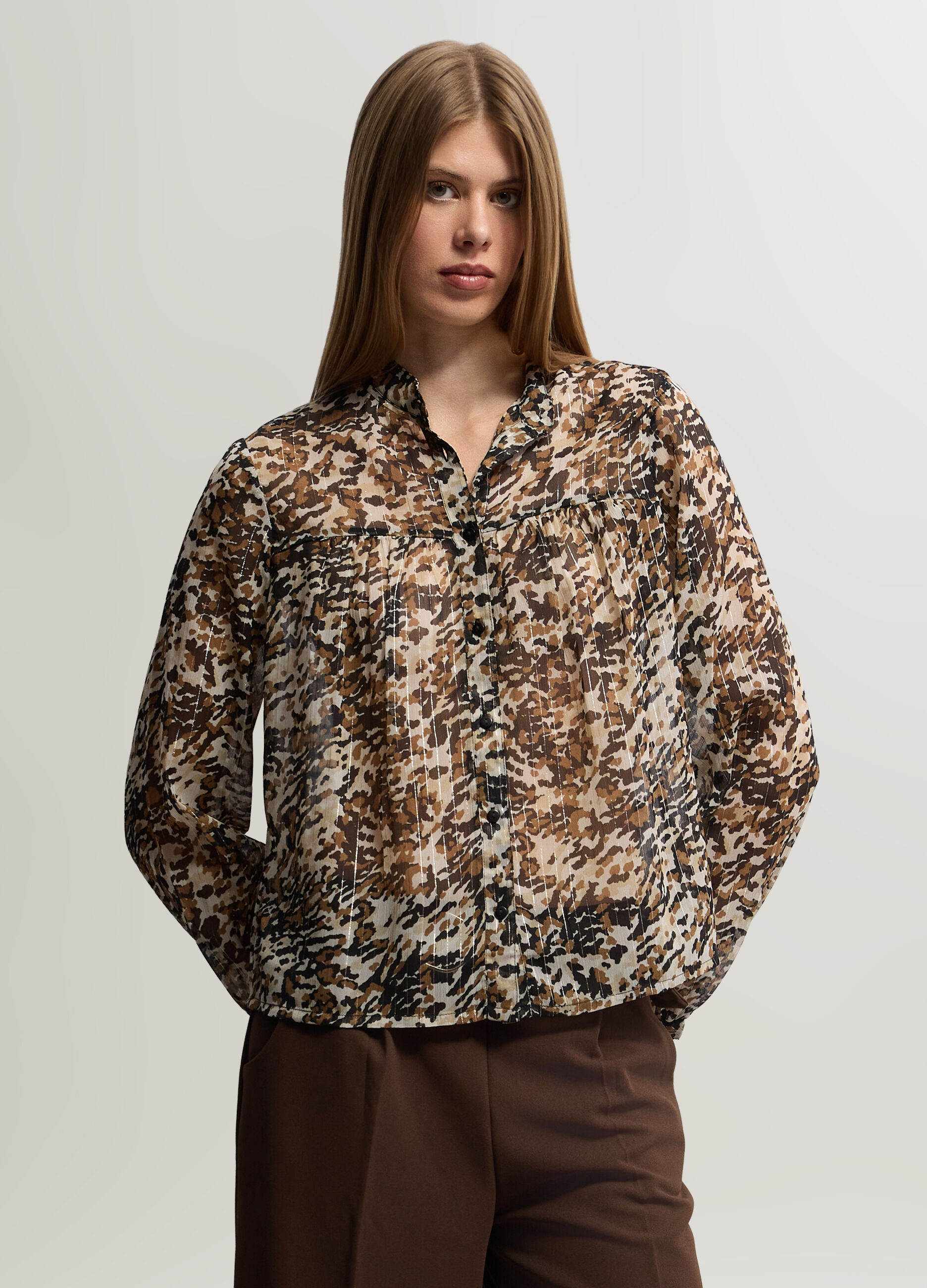 Camicia Fit Regular girocollo in chiffon donna_0