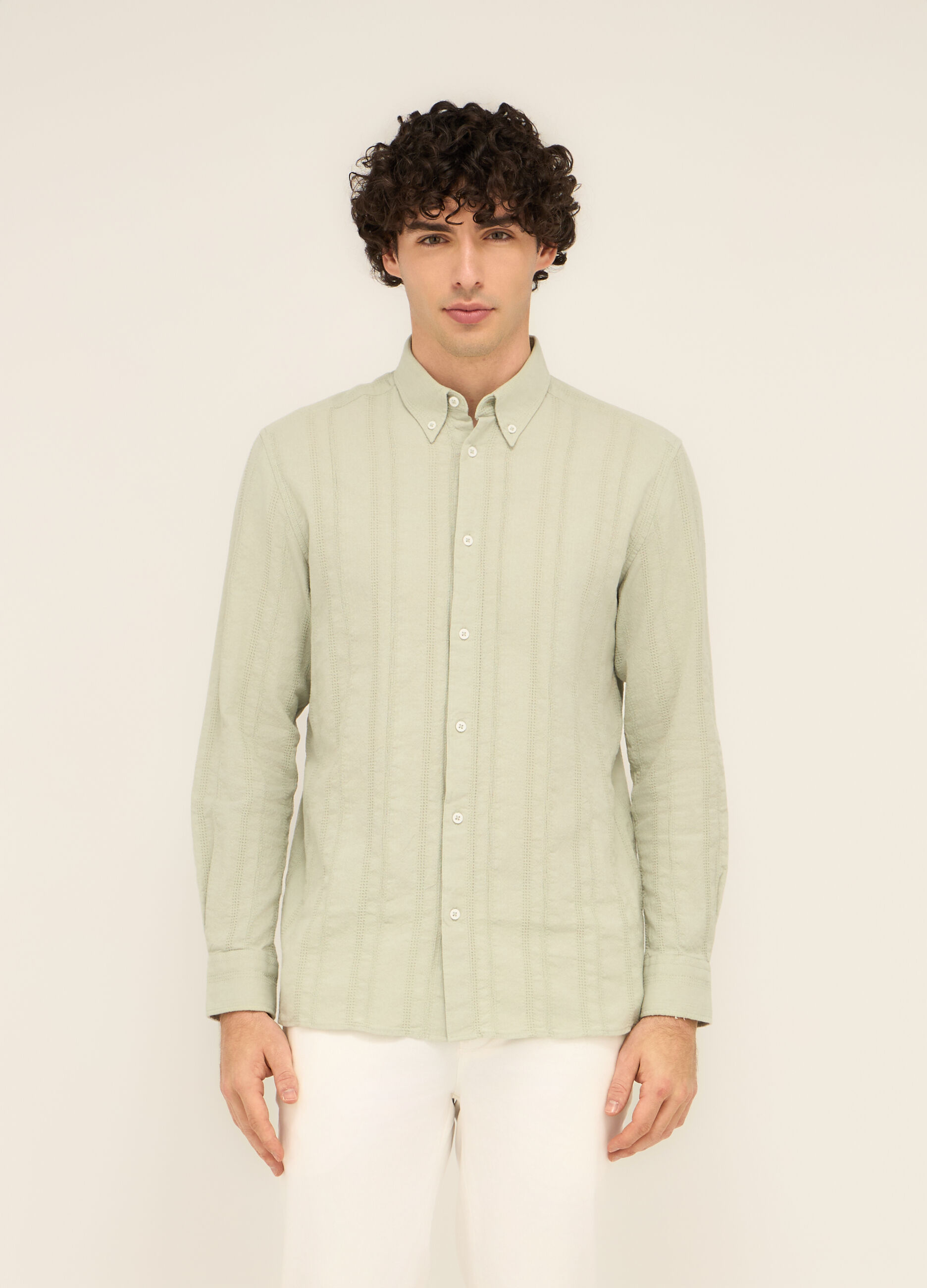 Camicia colletto button-down in cotone uomo