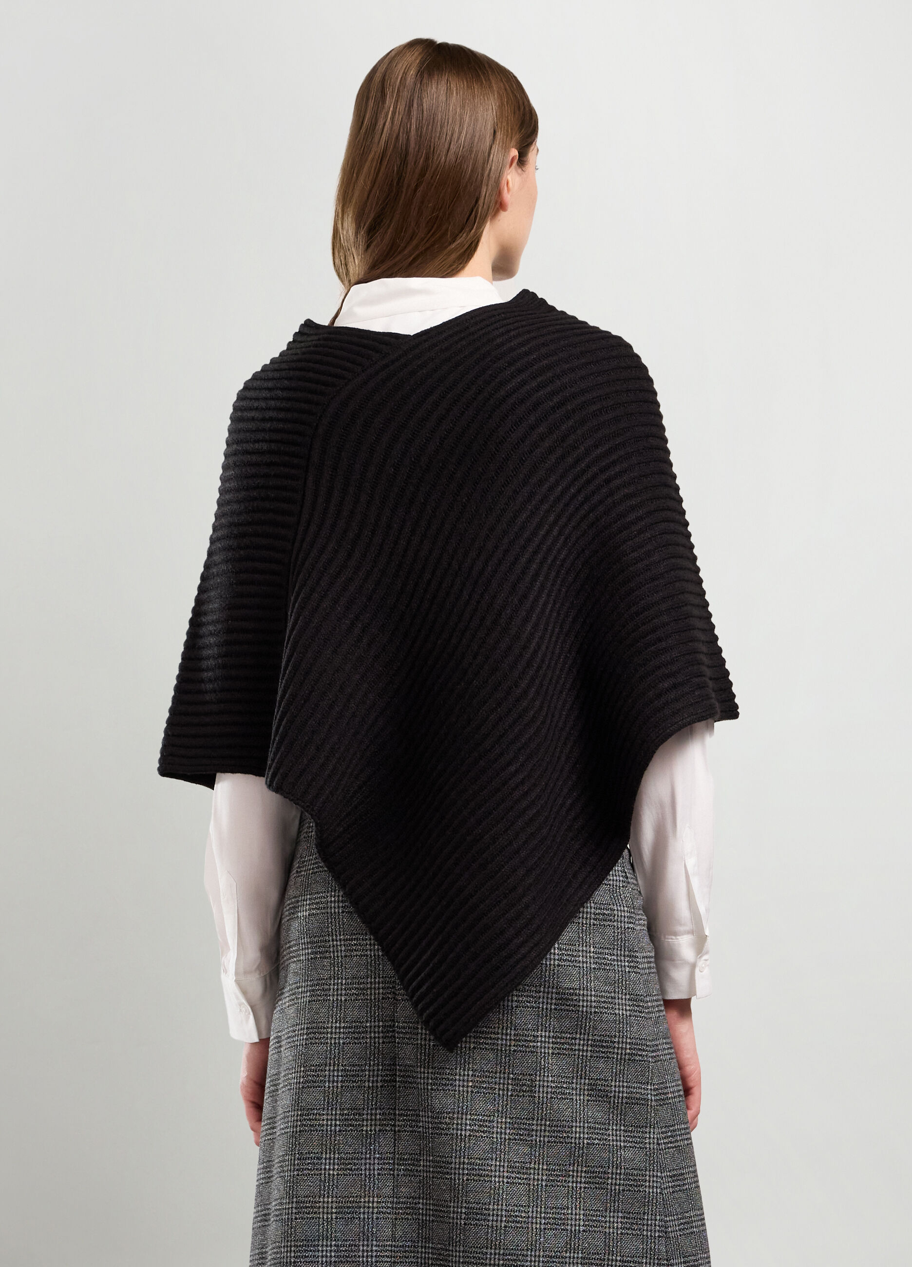 Poncho con lavorazione tricot donna_1