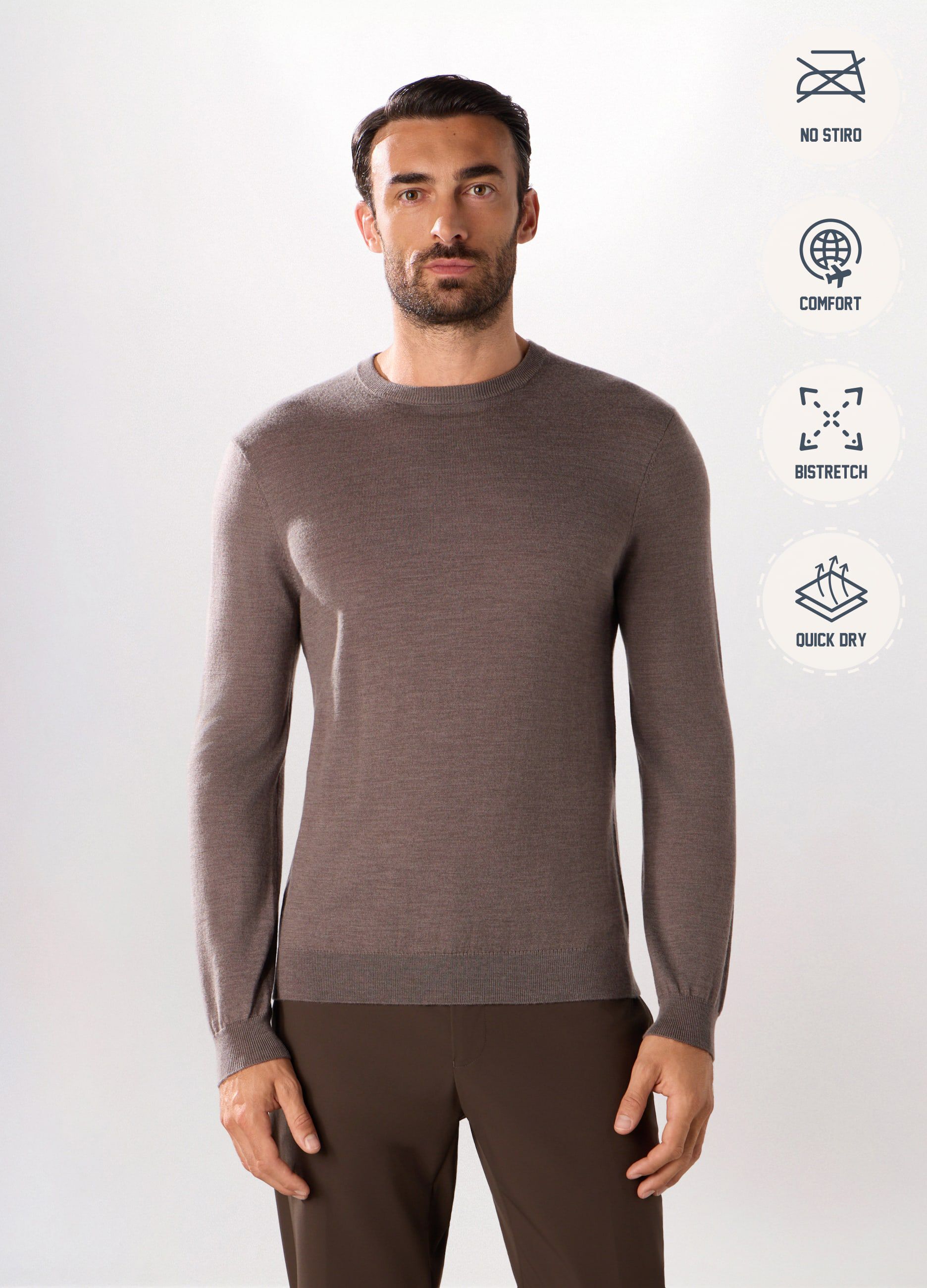 Maglione girocollo in lana merino uomo