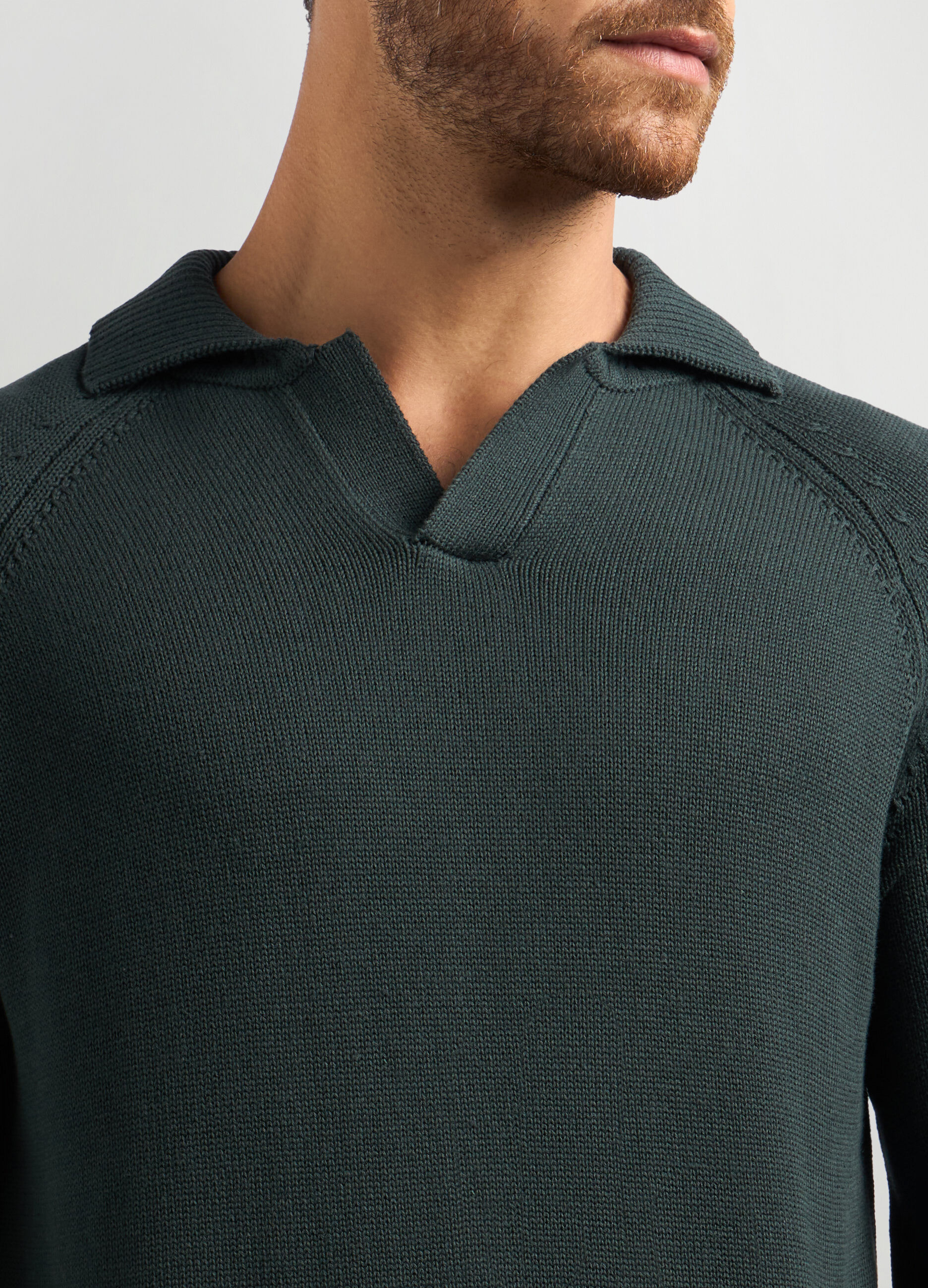 Maglione colletto polo in misto cotone uomo_2