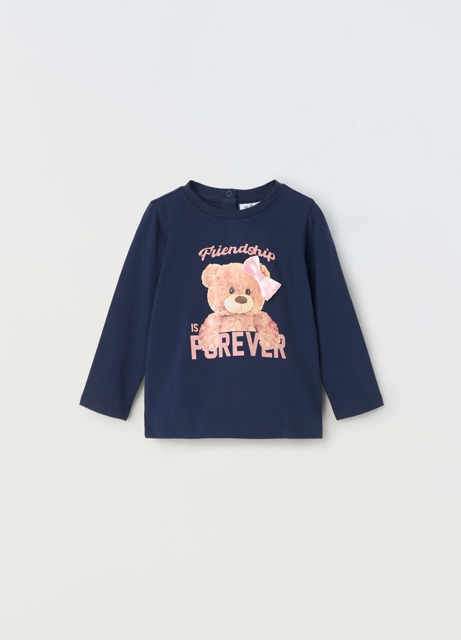 T-shirt a maniche lunghe in cotone stretch neonata_0