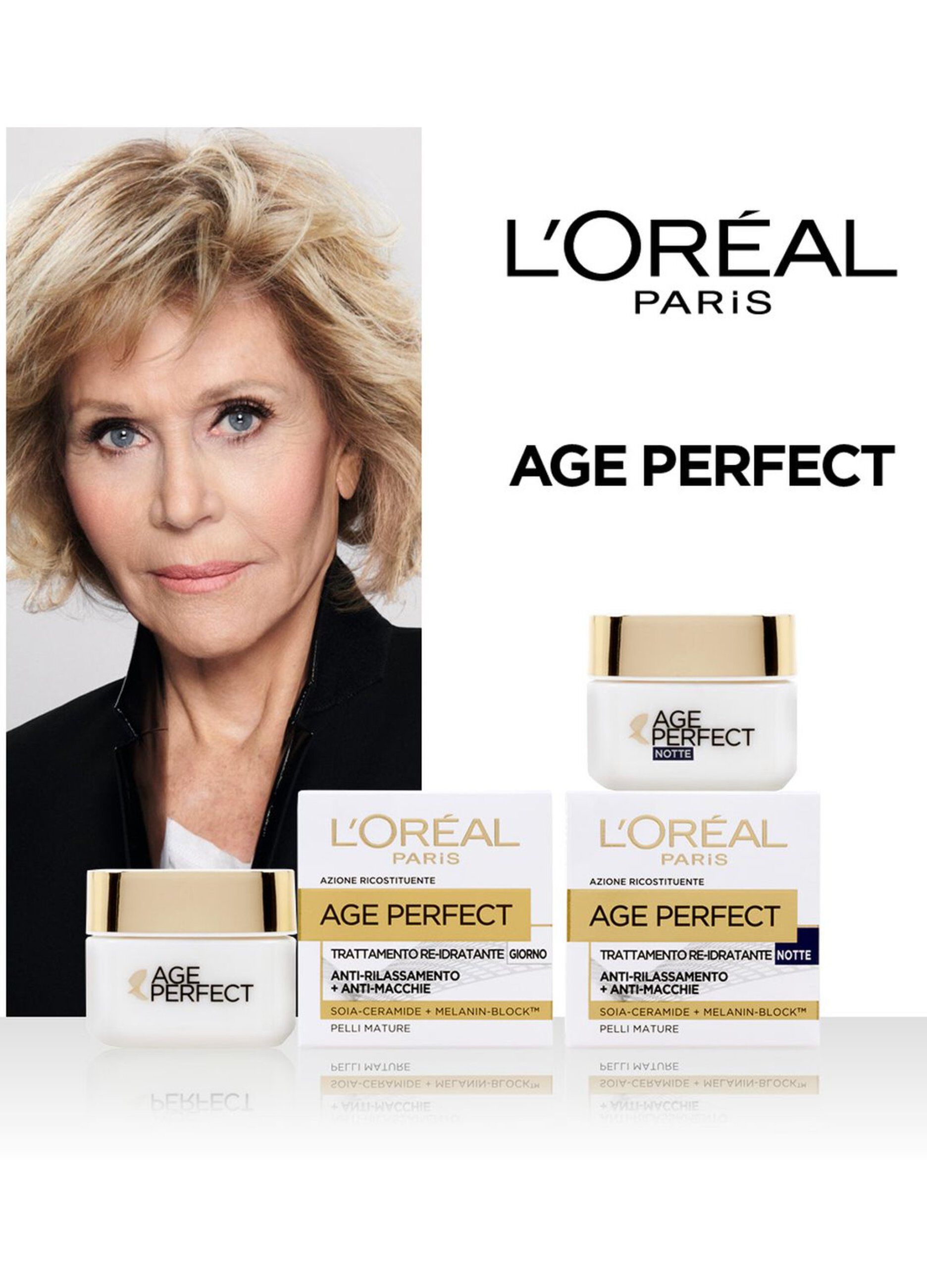 L'Oréal Paris Crema Viso Notte Age Perfect, per Pelli Mature, 50 ml.