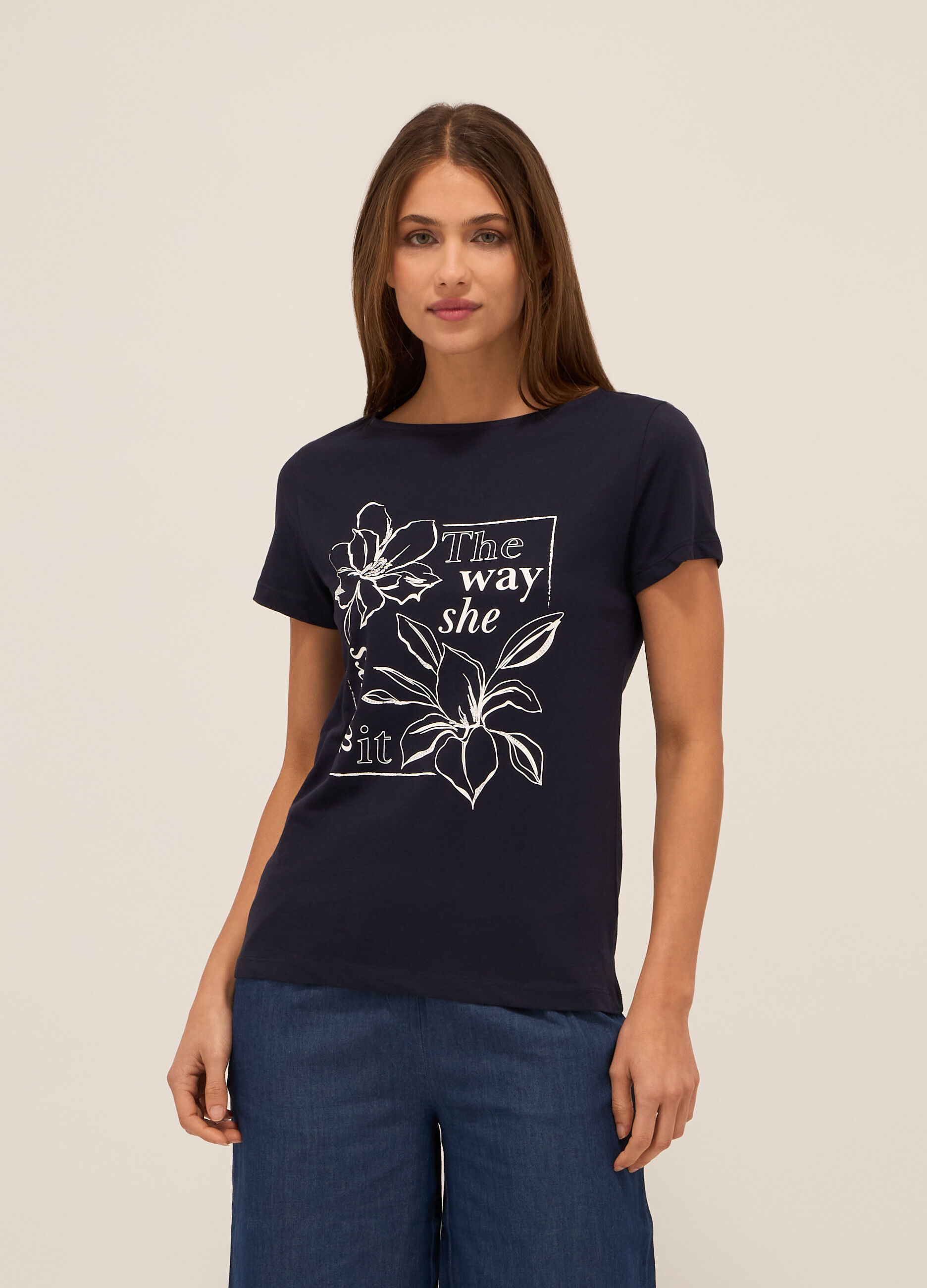 T-shirt in jersey di puro cotone donna_0