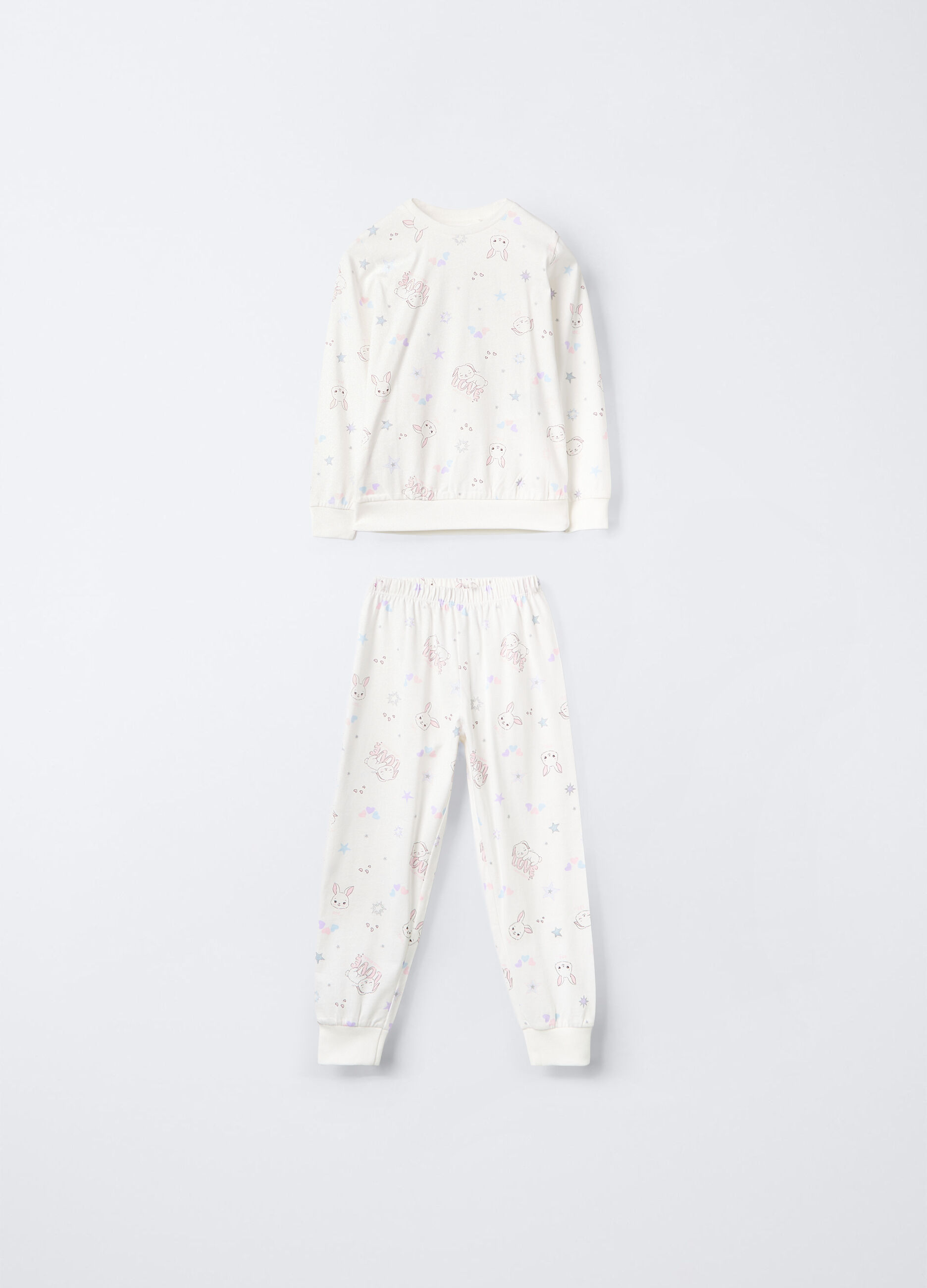 Set pigiama lungo in jersey di puro cotone bambina_0