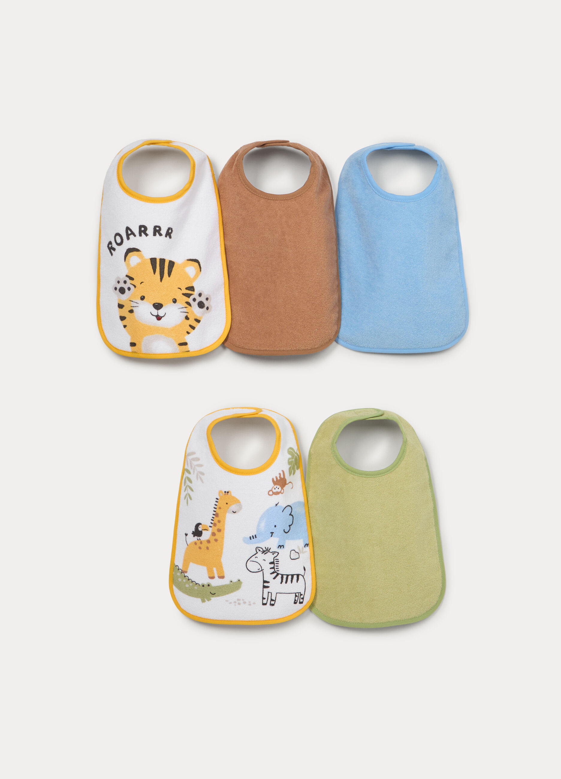 Pack 5 bavaglini in spugna misto cotone neonato_0