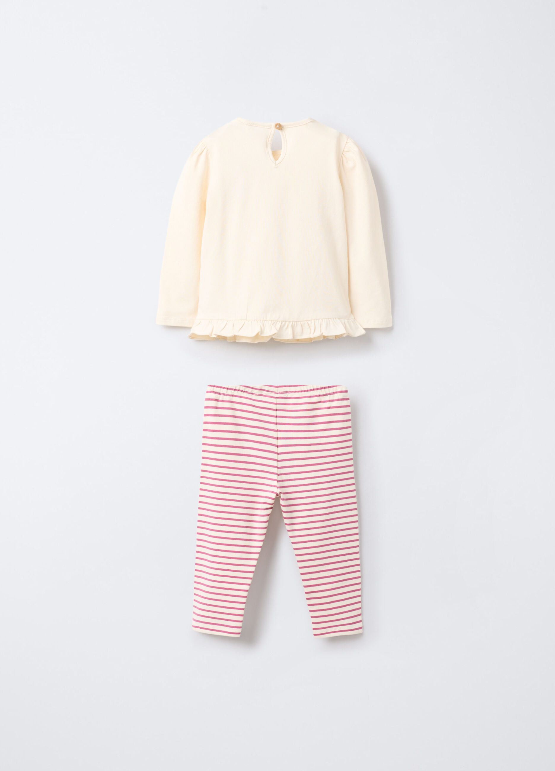Jogging set fitted in jersey di cotone stretch bimba_1