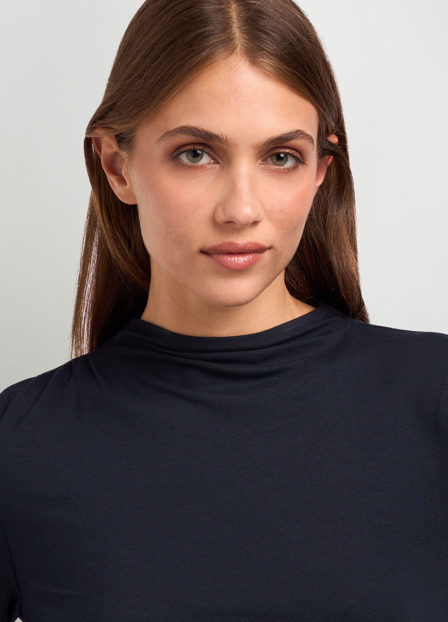 T-shirt a maniche lunghe in misto cotone donna_2