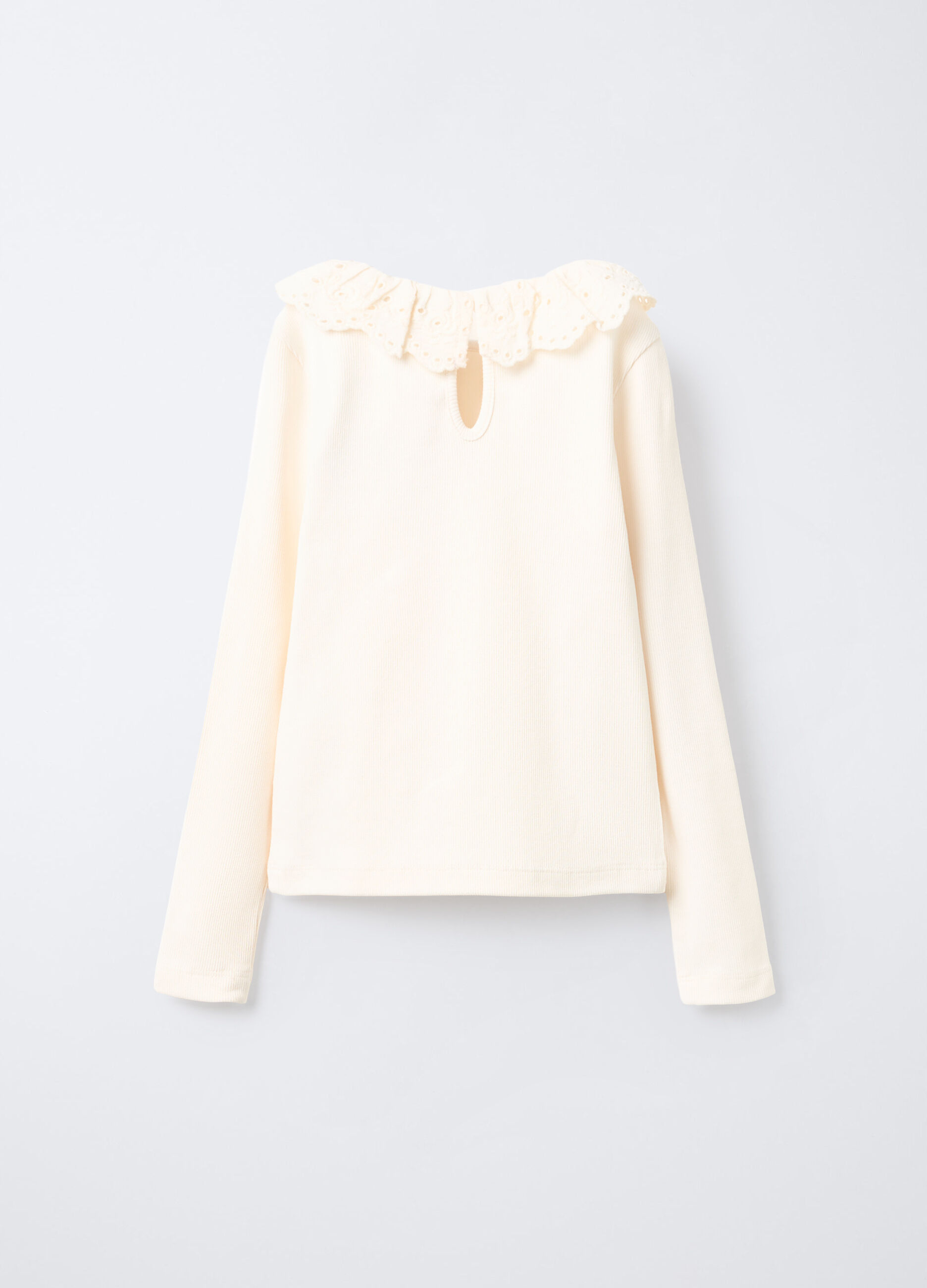 T-shirt in costina di cotone stretch bambina_1