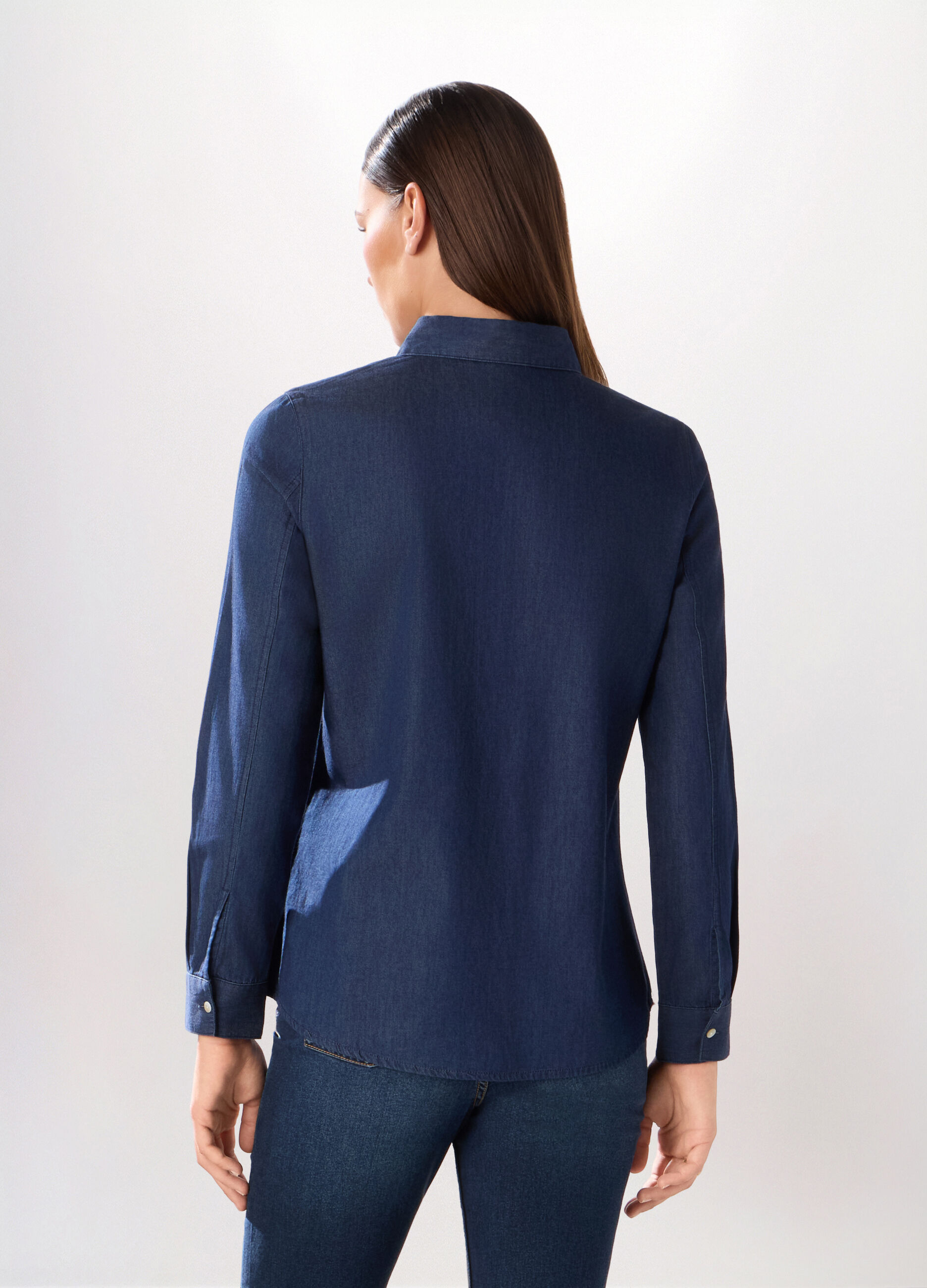 Camicia in denim di puro cotone donna_1