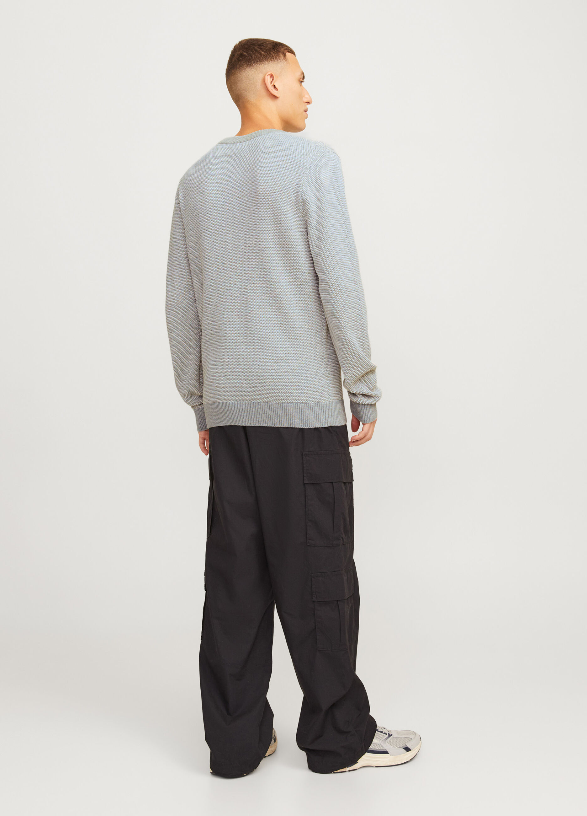 Maglione girocollo a nido d'ape uomo_1