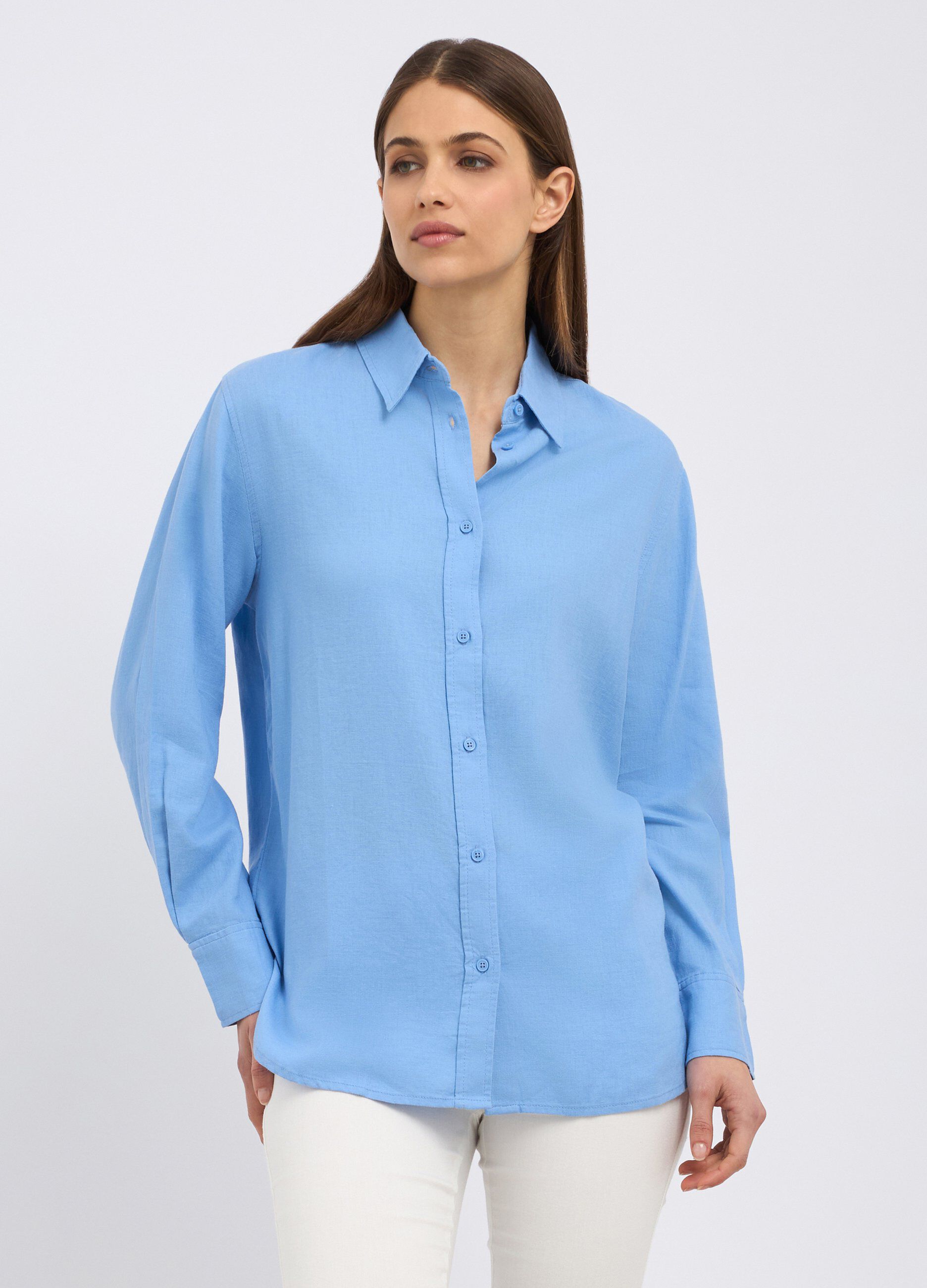 Camicia in misto lino donna_0