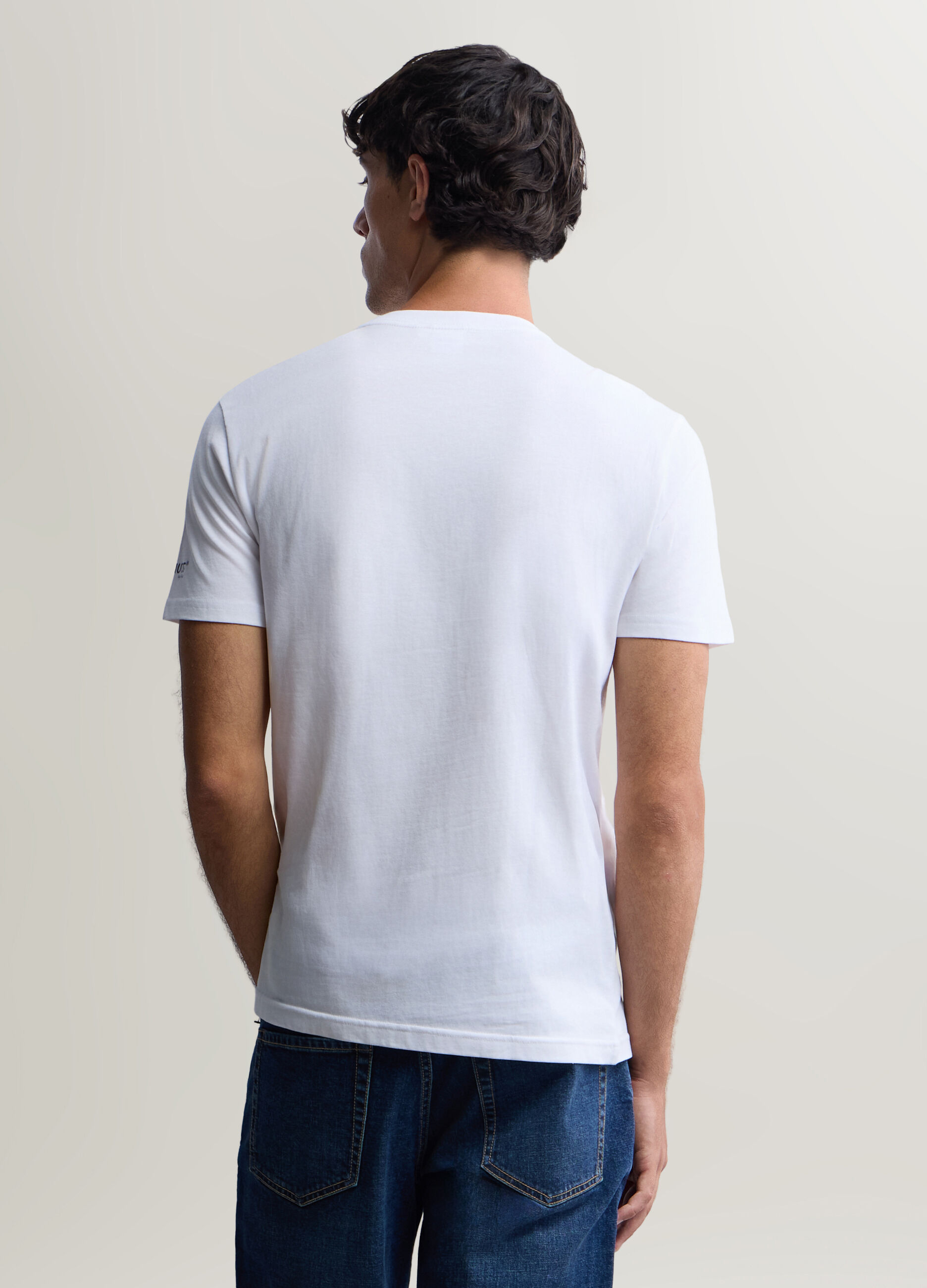 T-shirt girocollo in cotone con stampa Peanuts uomo