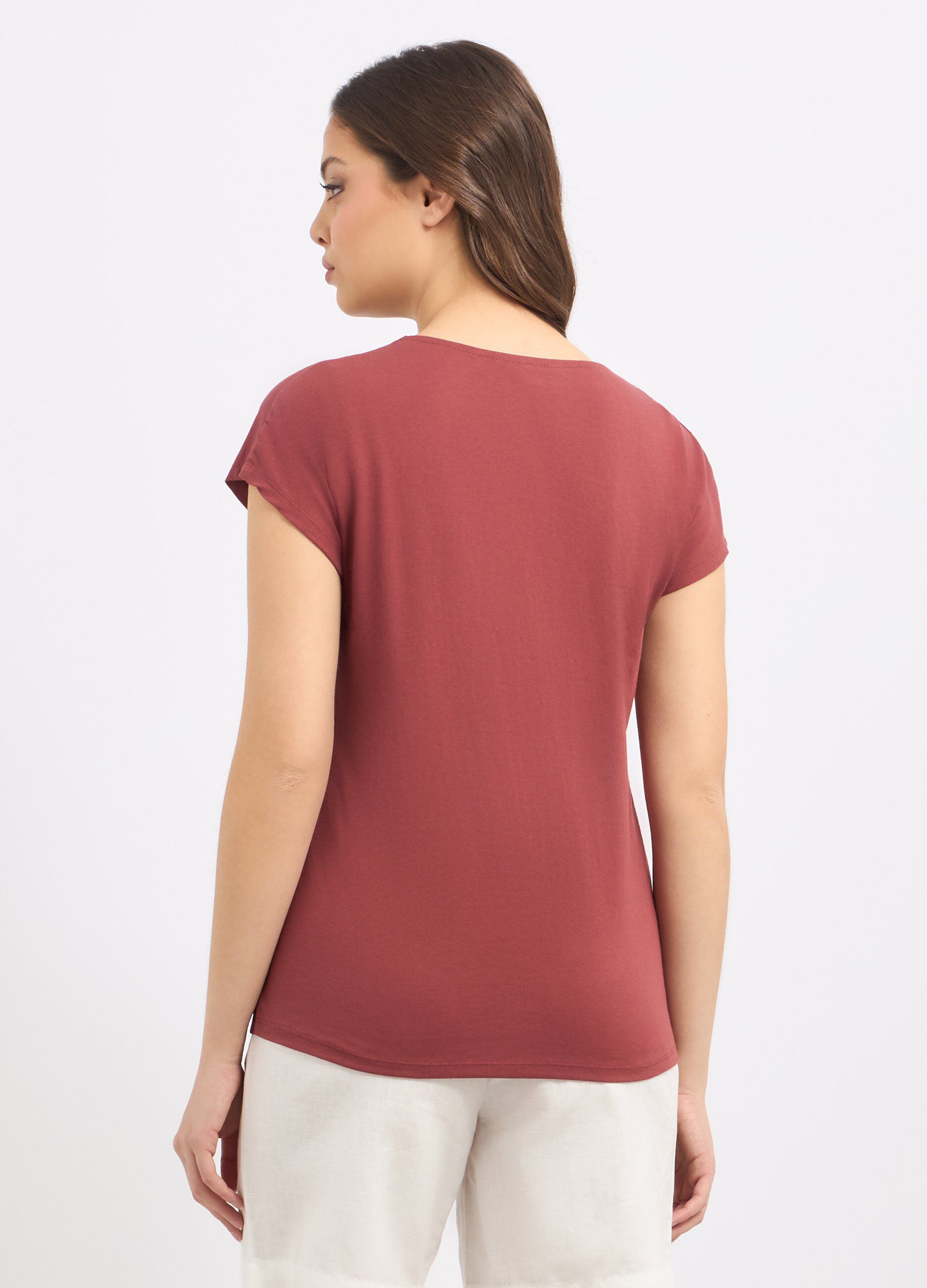 T-shirt in puro cotone con stampa foliage donna_1