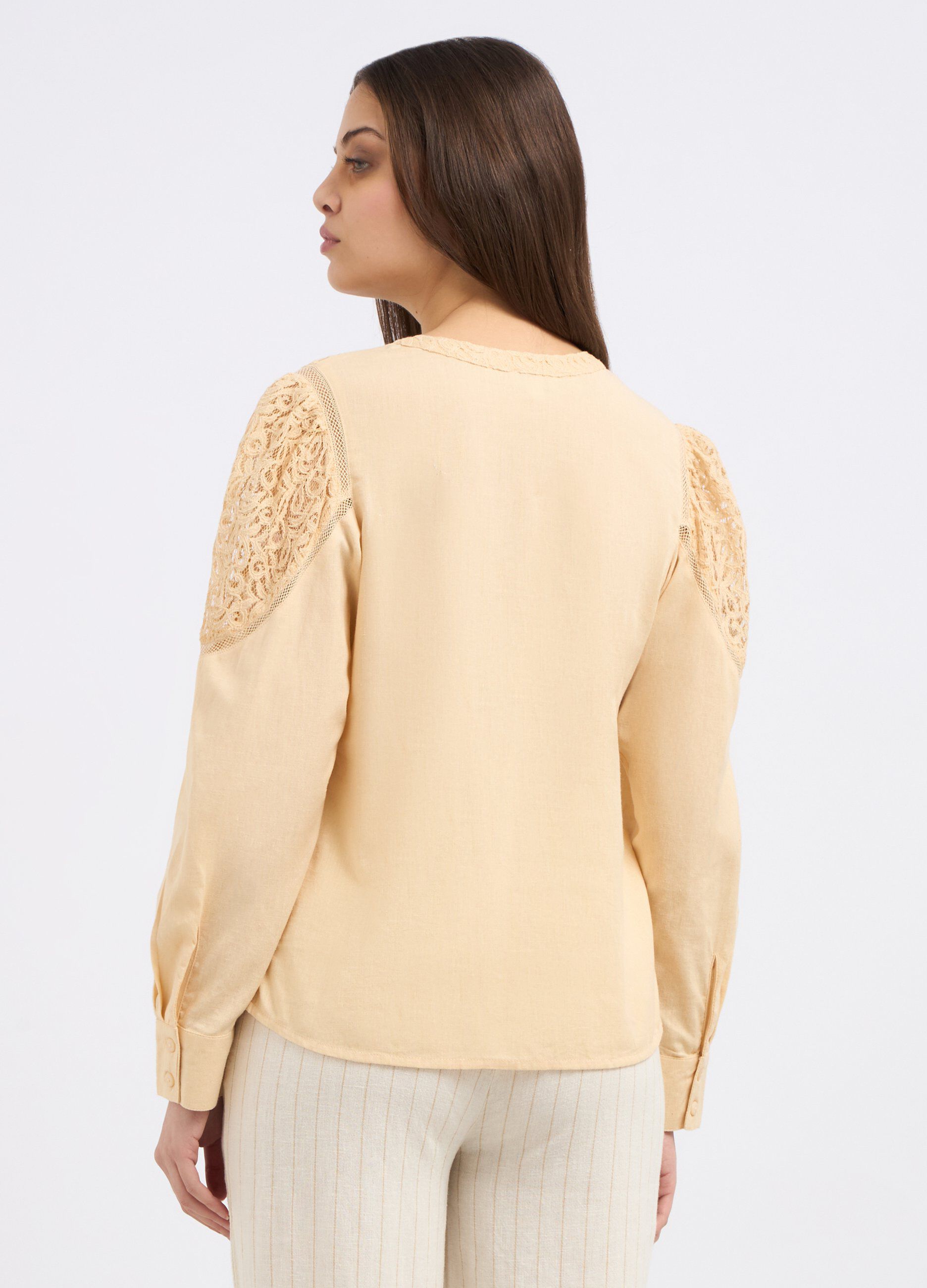 Camicia misto lino con ricami donna_1