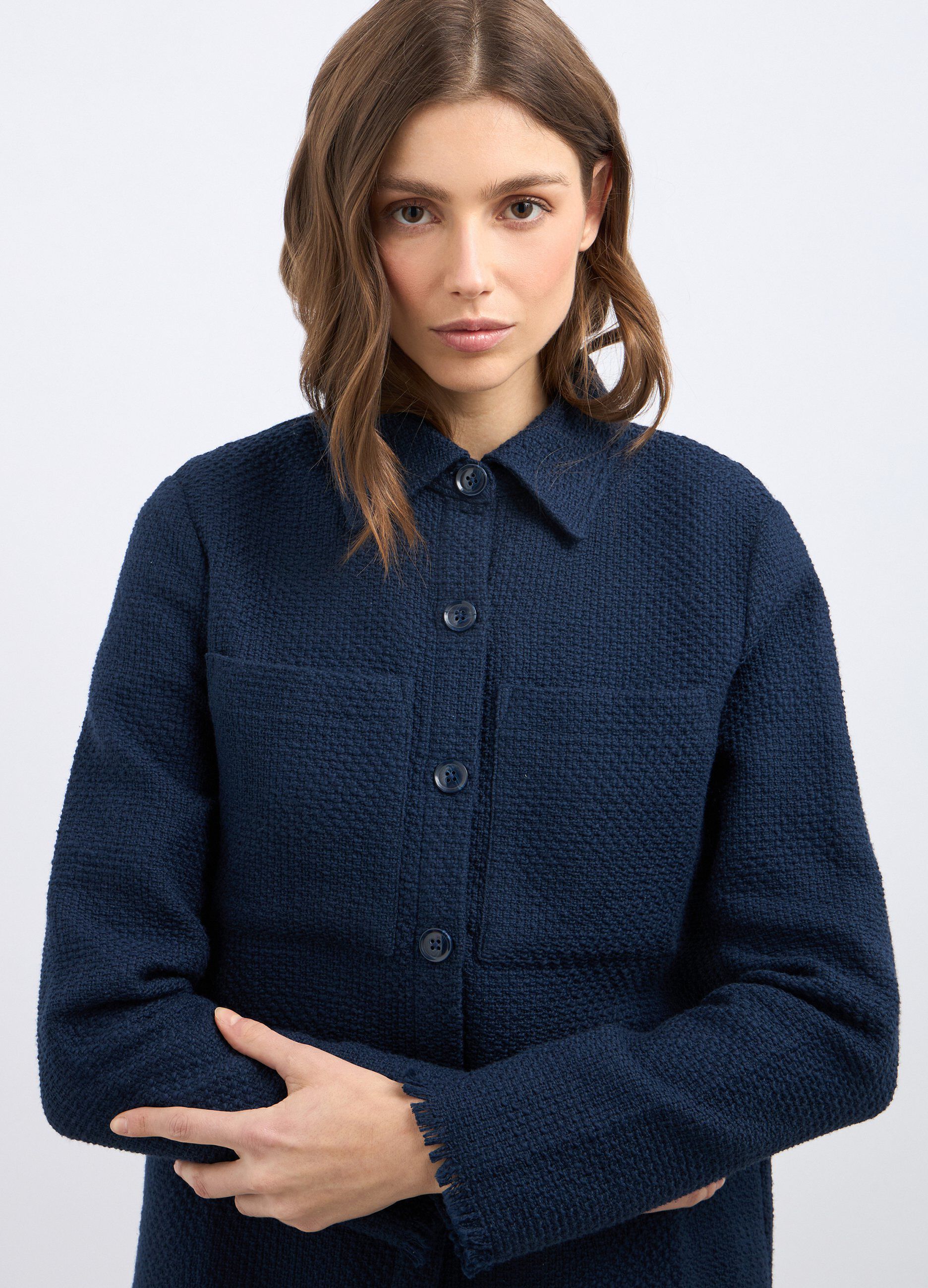 Giacca camicia in puro cotone bouclé donna_2