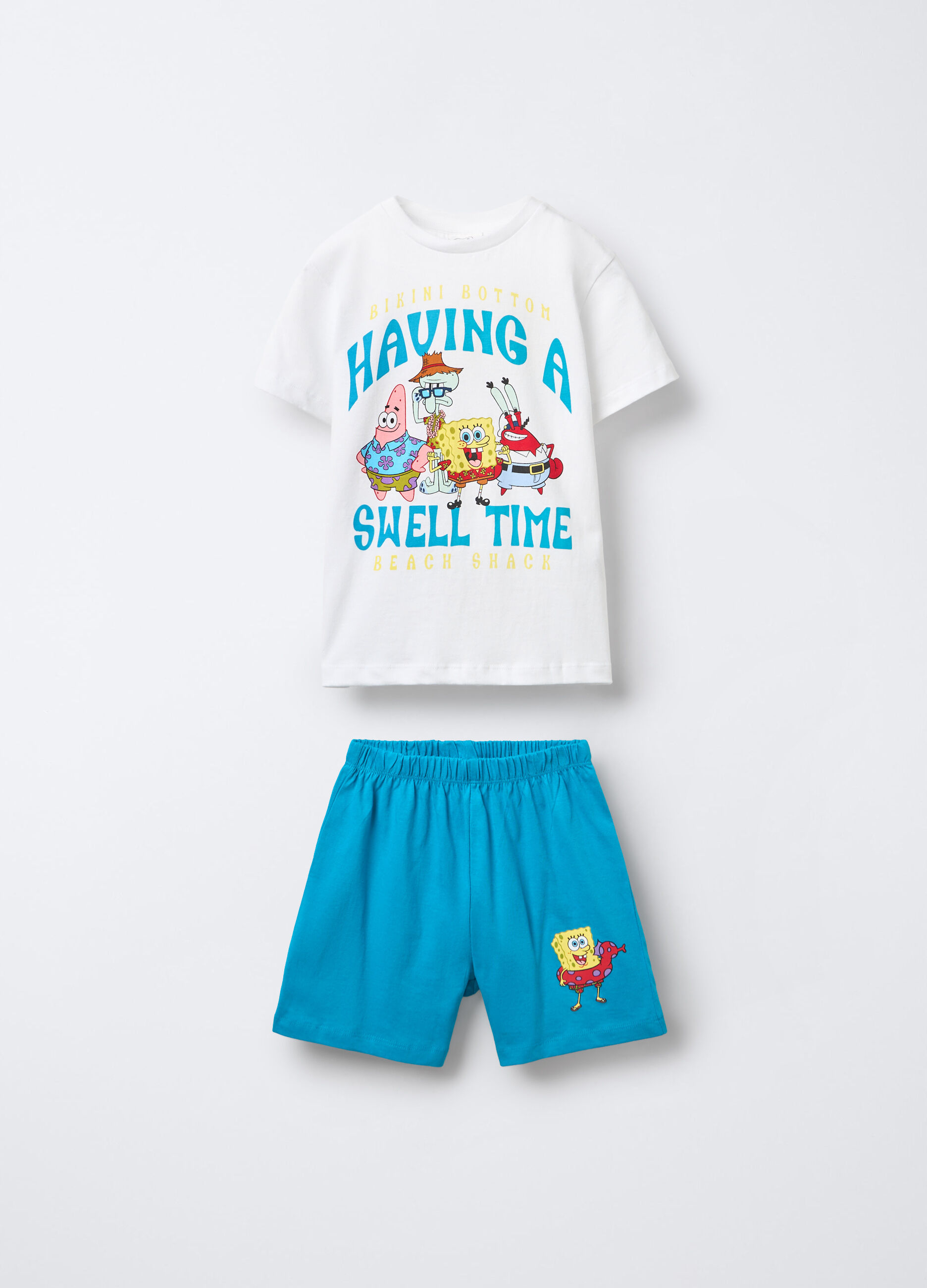 Set pigiama corto Sponge Bob in jersey di puro cotone bambino_0