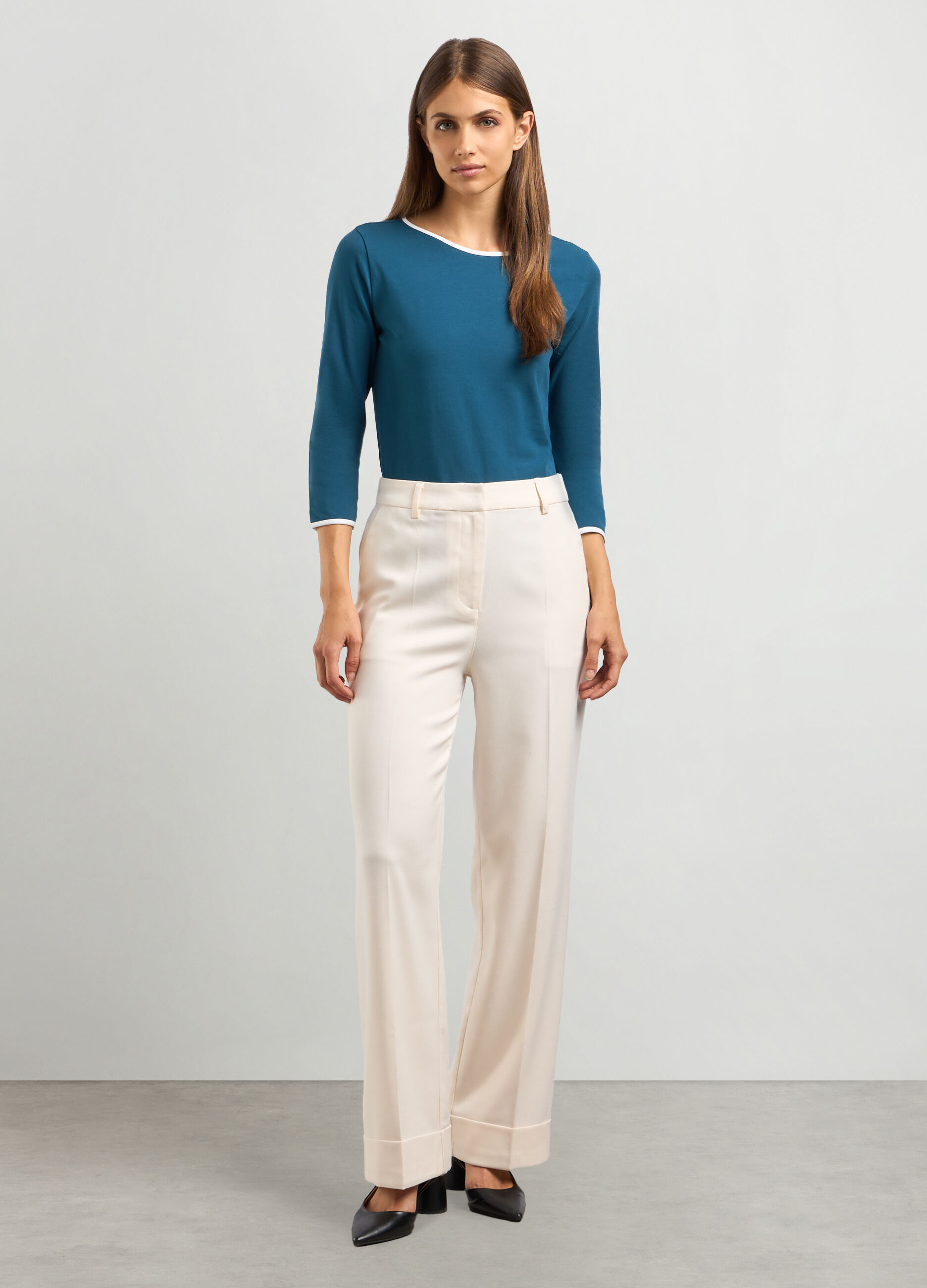 Pantaloni in misto viscosa stretch donna_0