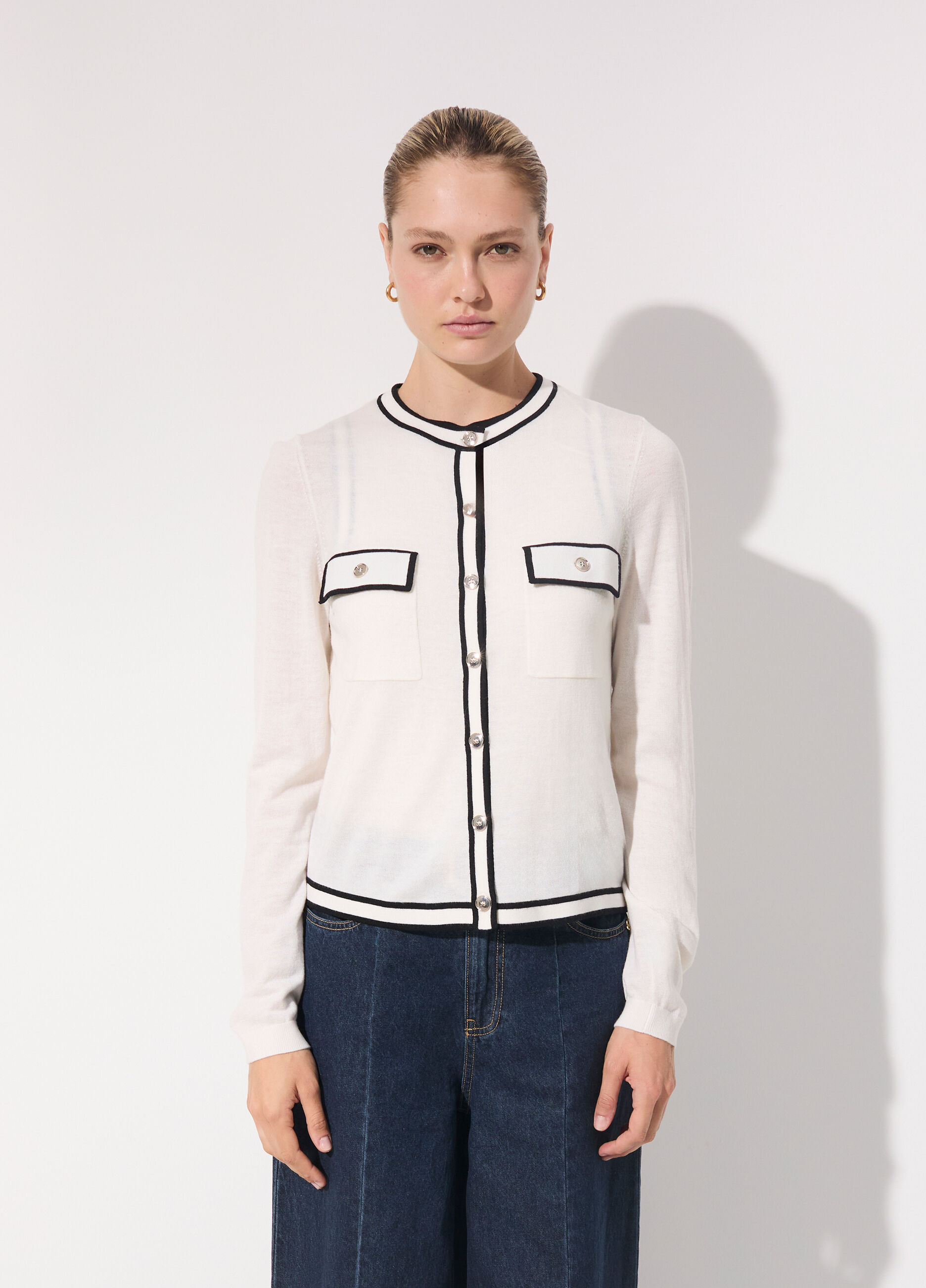 Cardigan tricot in misto lana donna_1