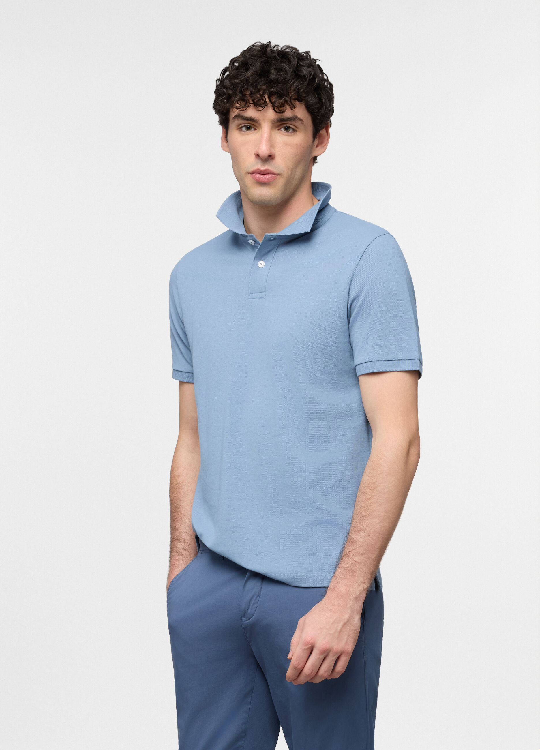 Polo a maniche corte in piquet di cotone uomo_0