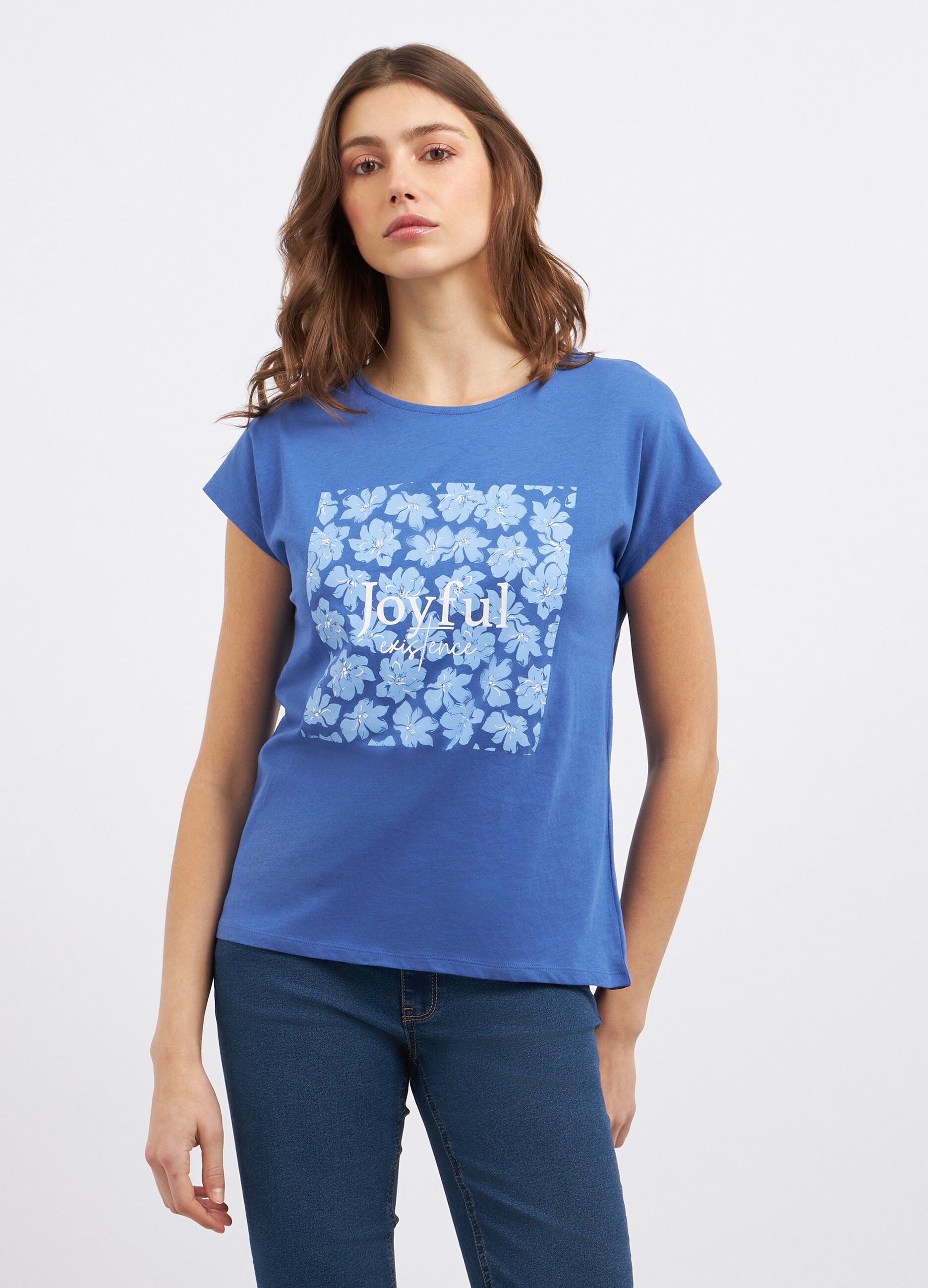 T-shirt in puro cotone con stampa donna_0