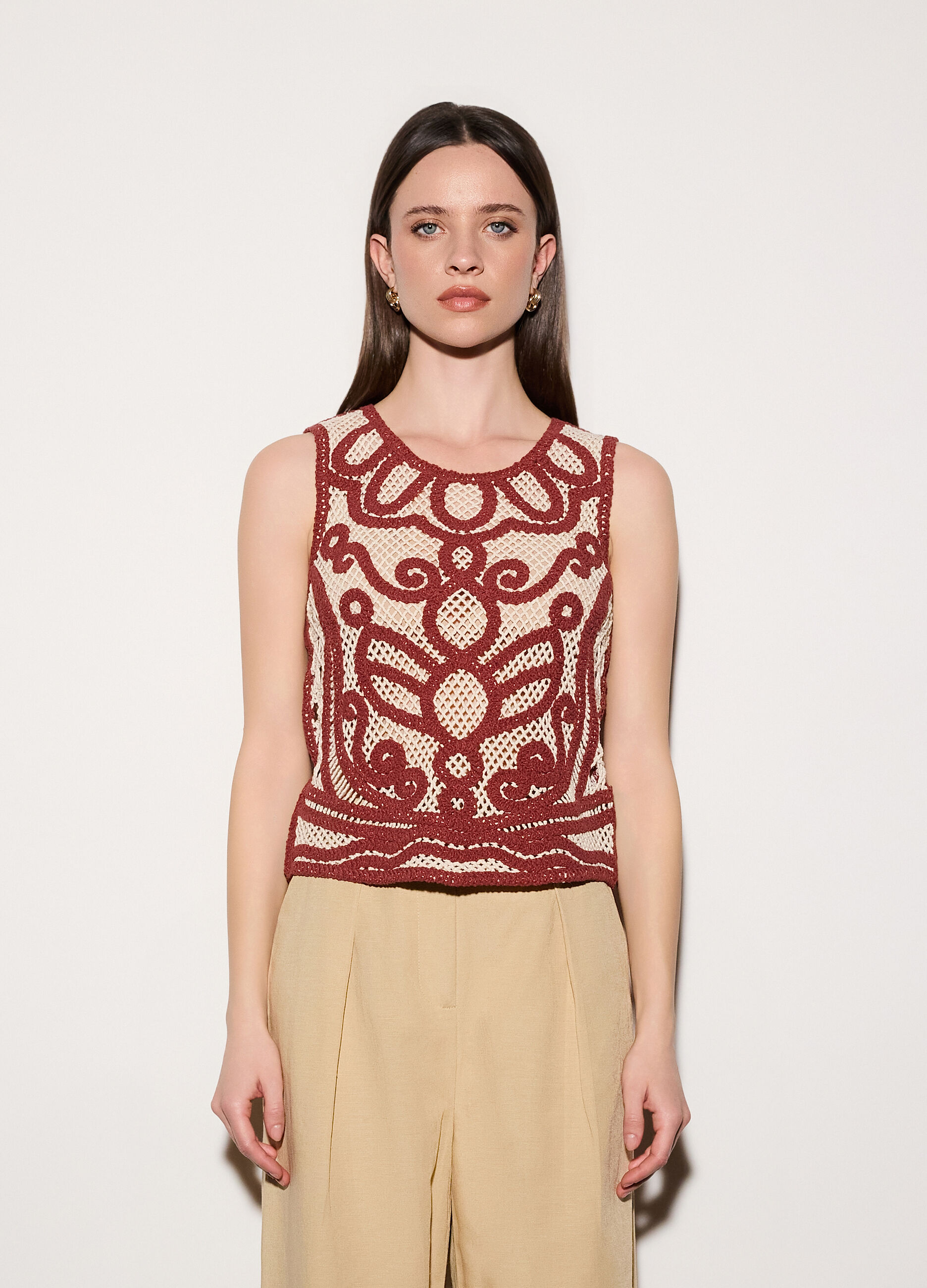 Top girocollo in maglia donna_1