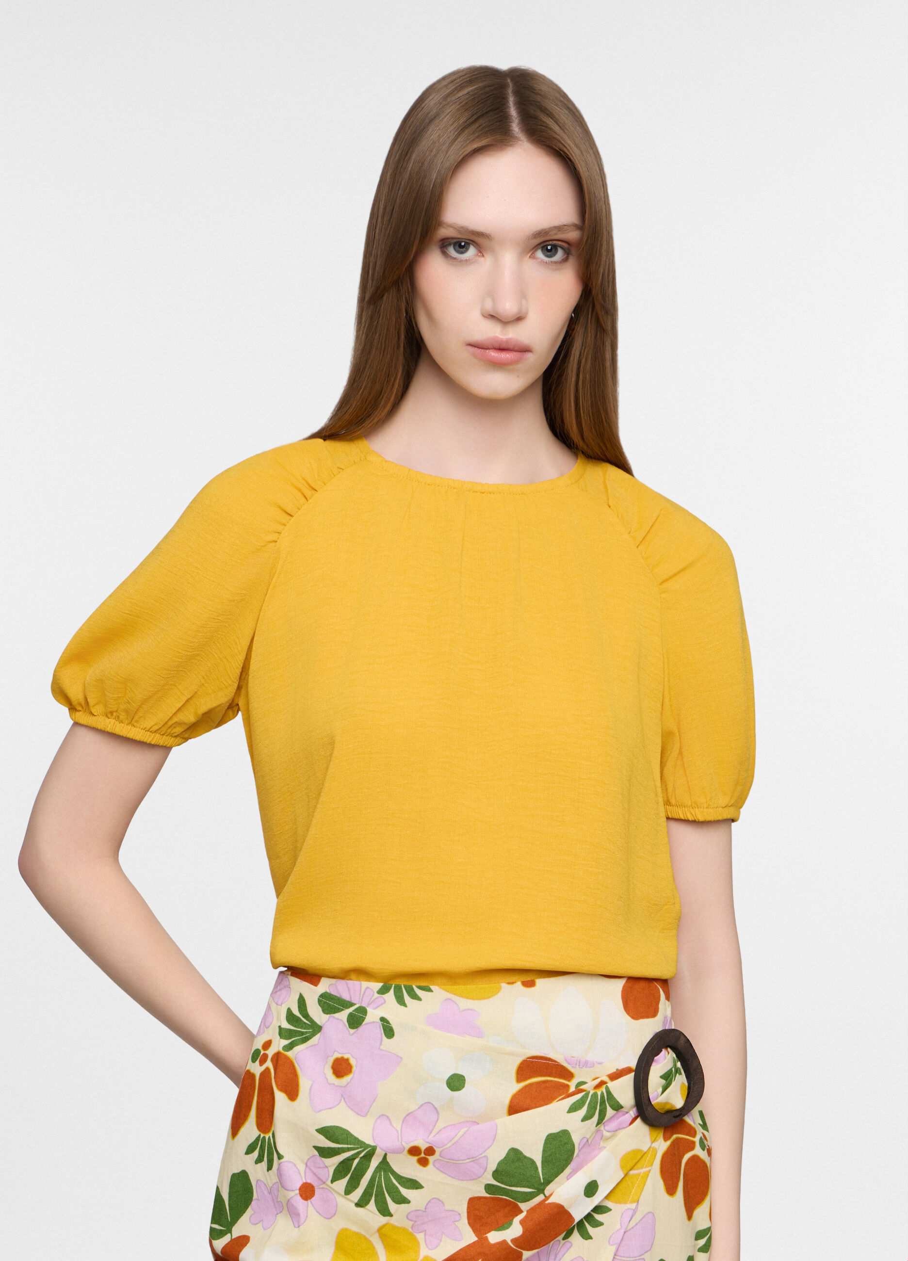 Blusa crepe girocollo donna_0