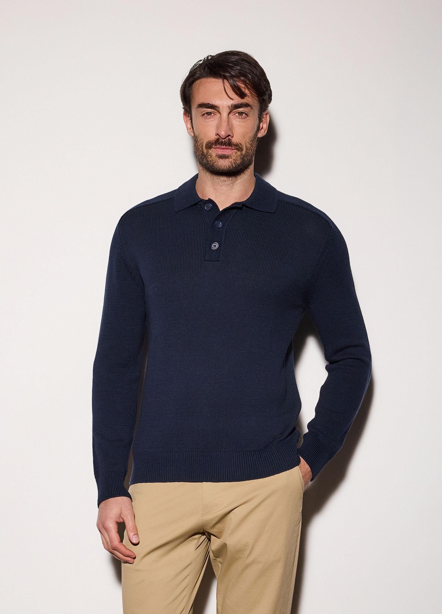 Polo a maniche lunghe in cotone uomo