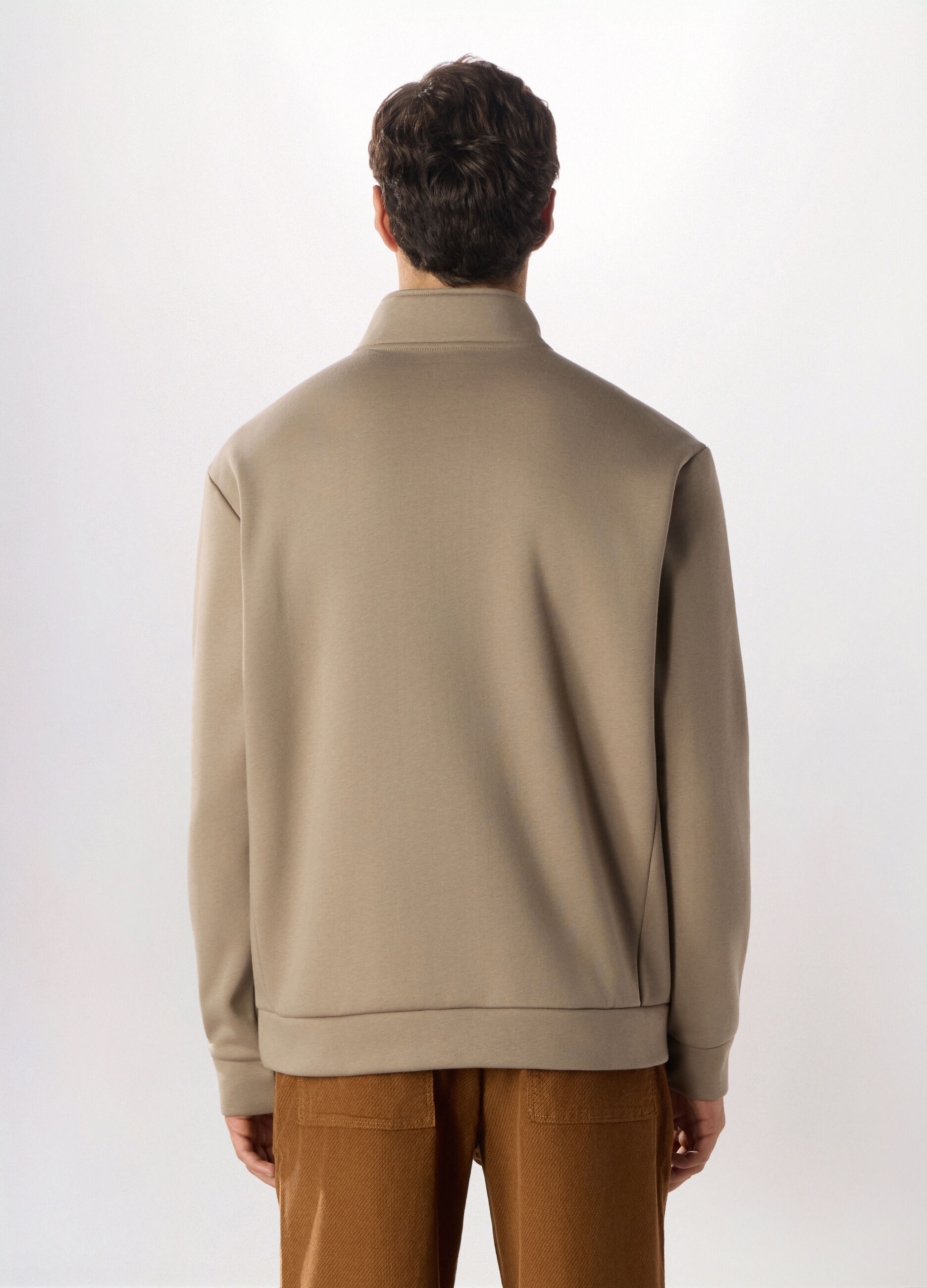 Felpa in puro cotone con zip uomo_1