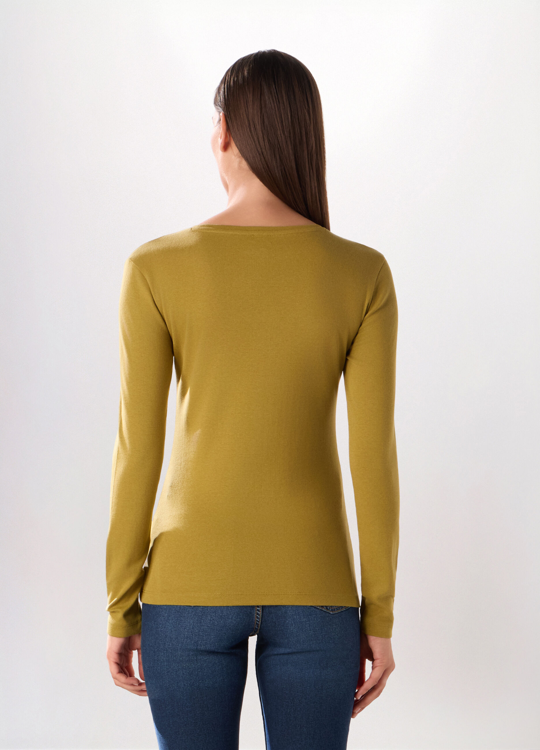 T-shirt in costina di puro cotone donna_1