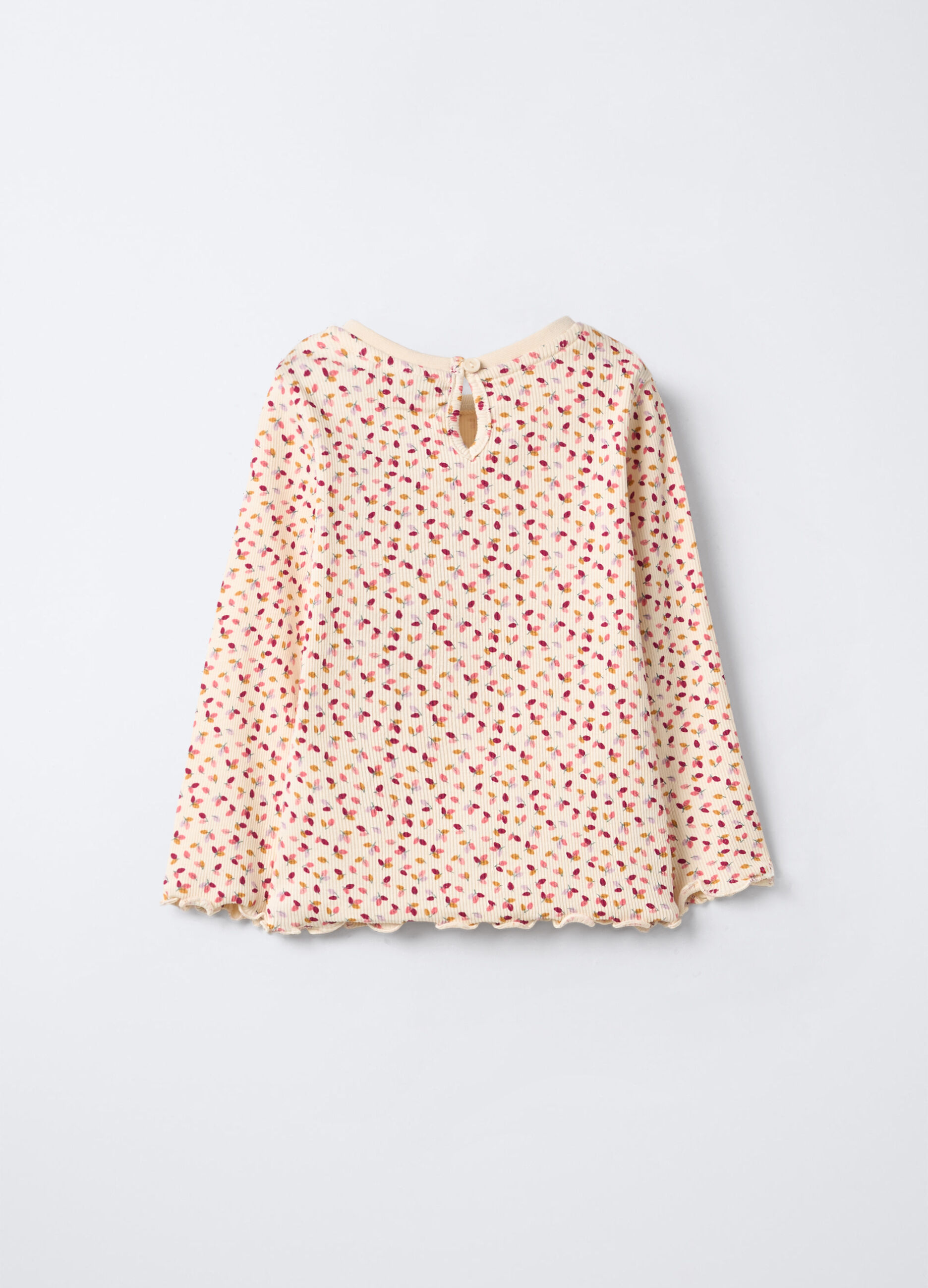 T-shirt in costina di cotone stretch bimba_1