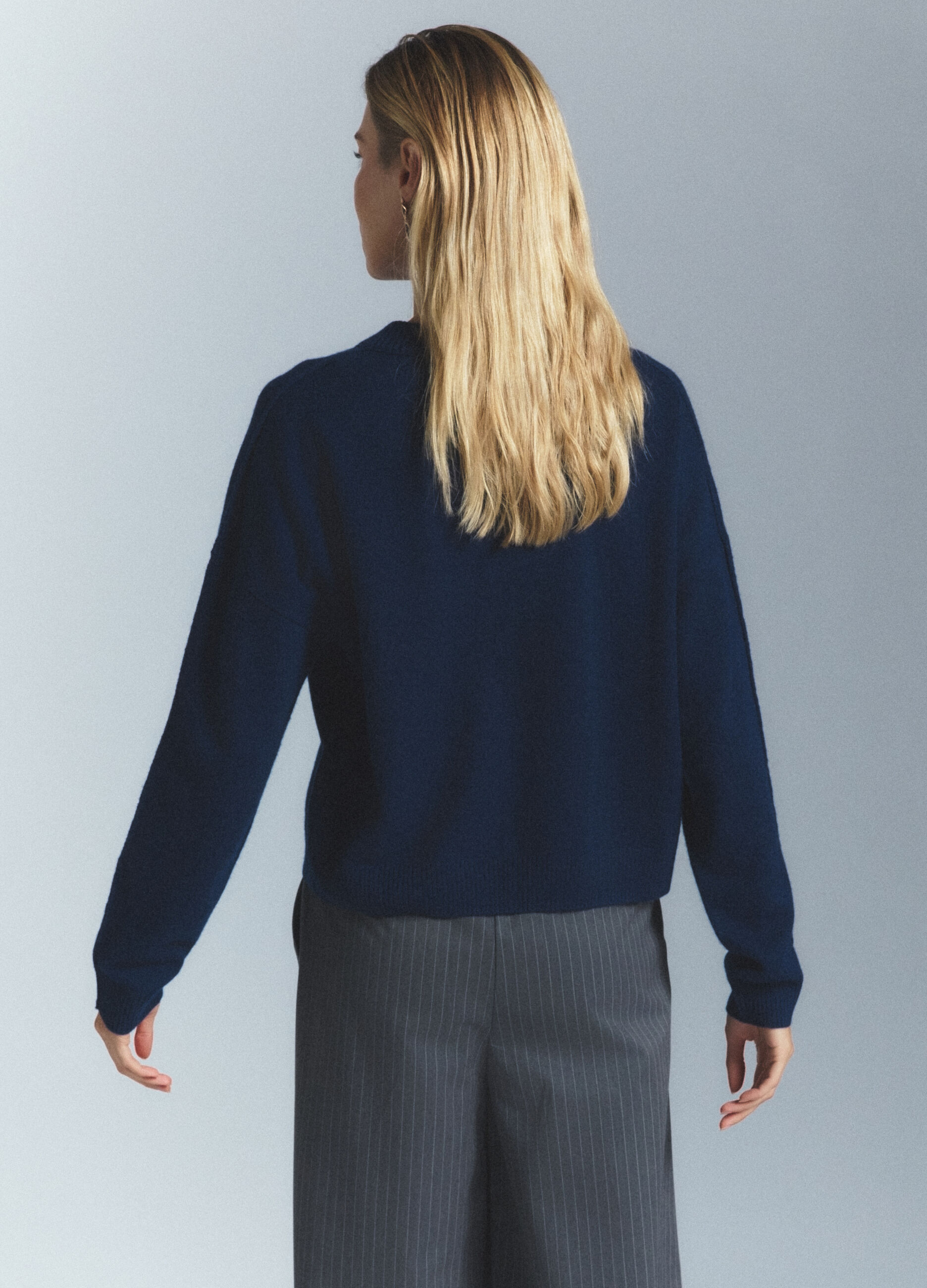 Cardigan girocollo rasato donna_3