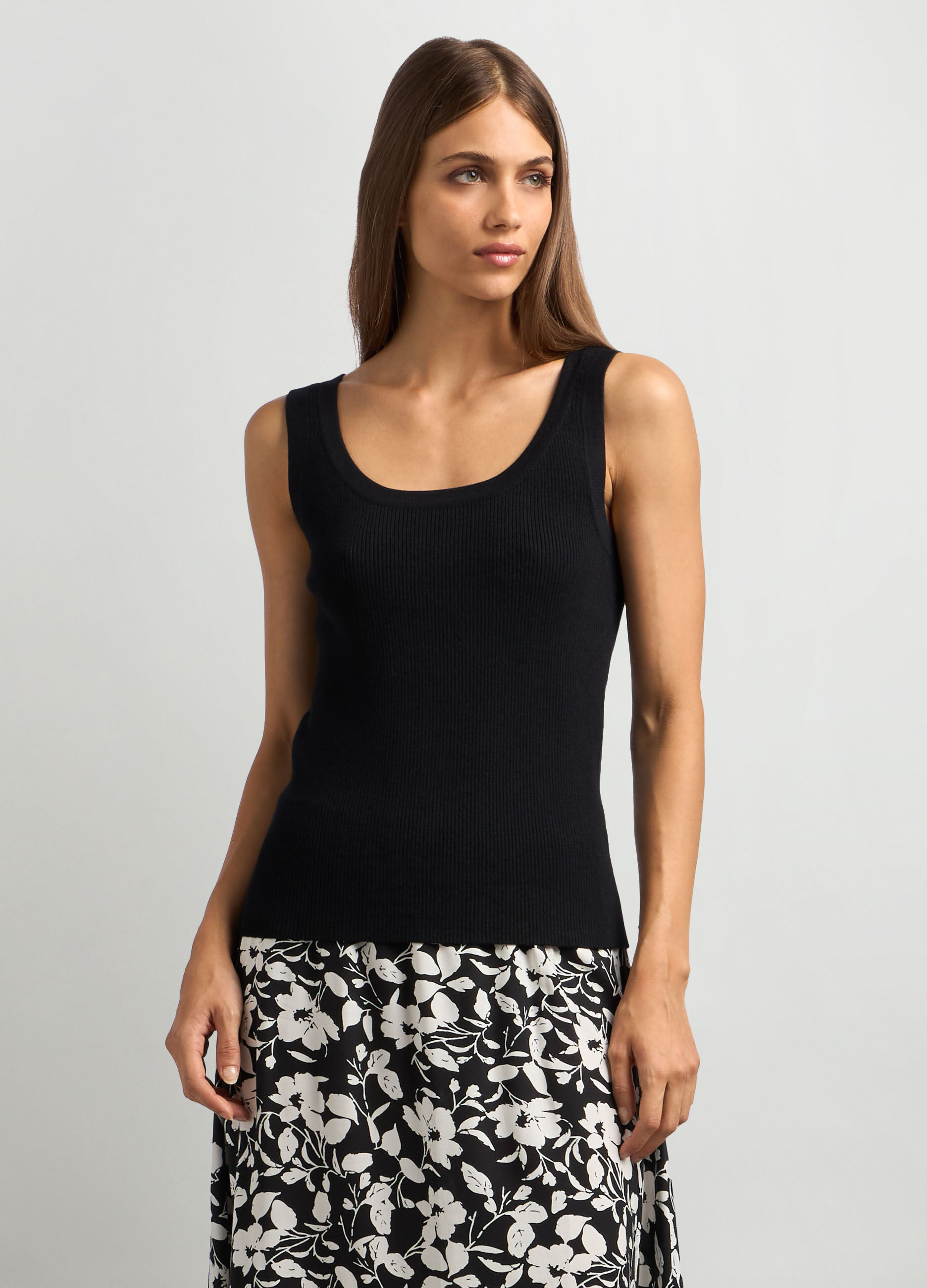 Canotta tricot in costina di misto viscosa donna_0