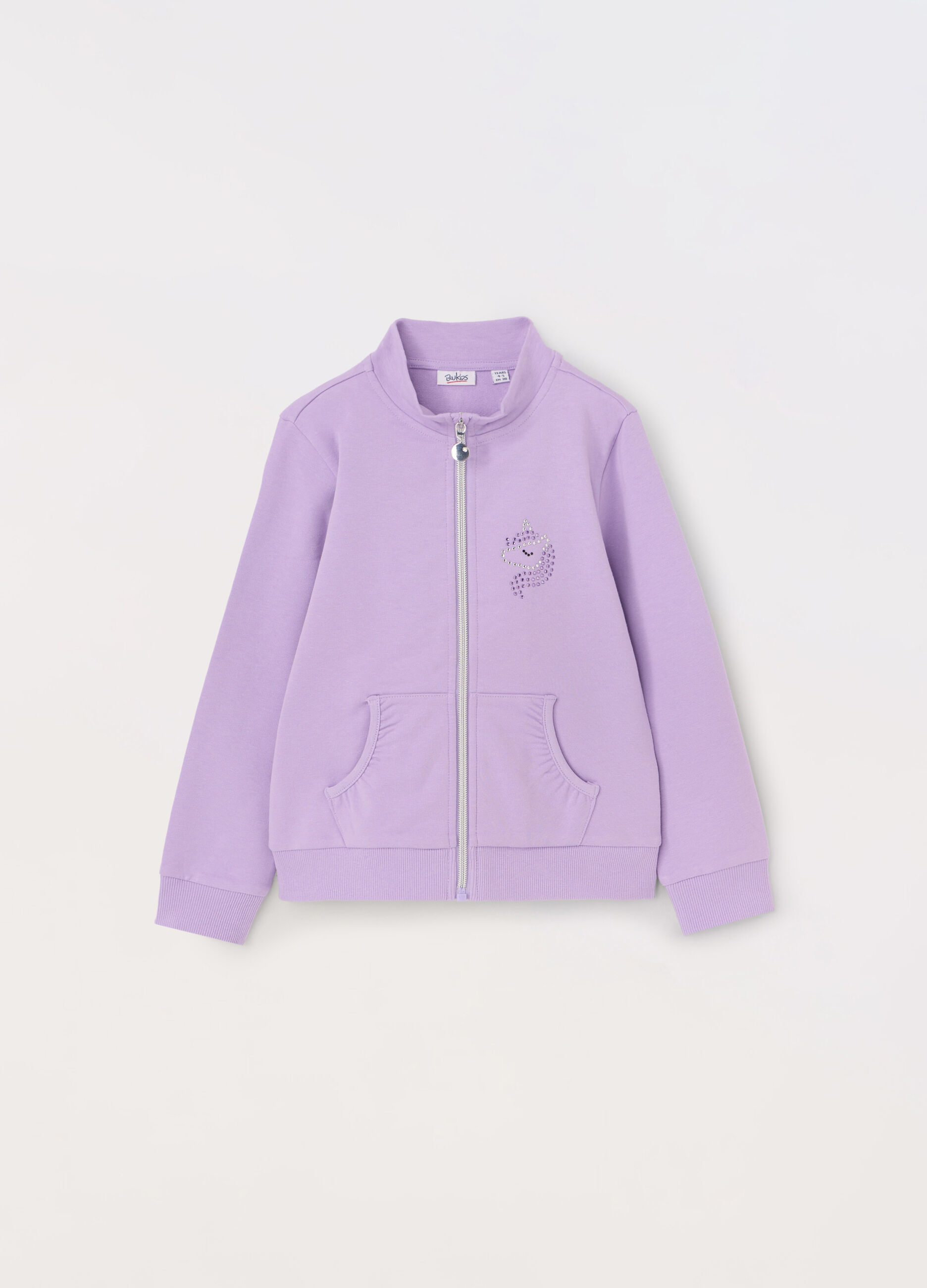 Felpa full zip in cotone stretch ragazza_0
