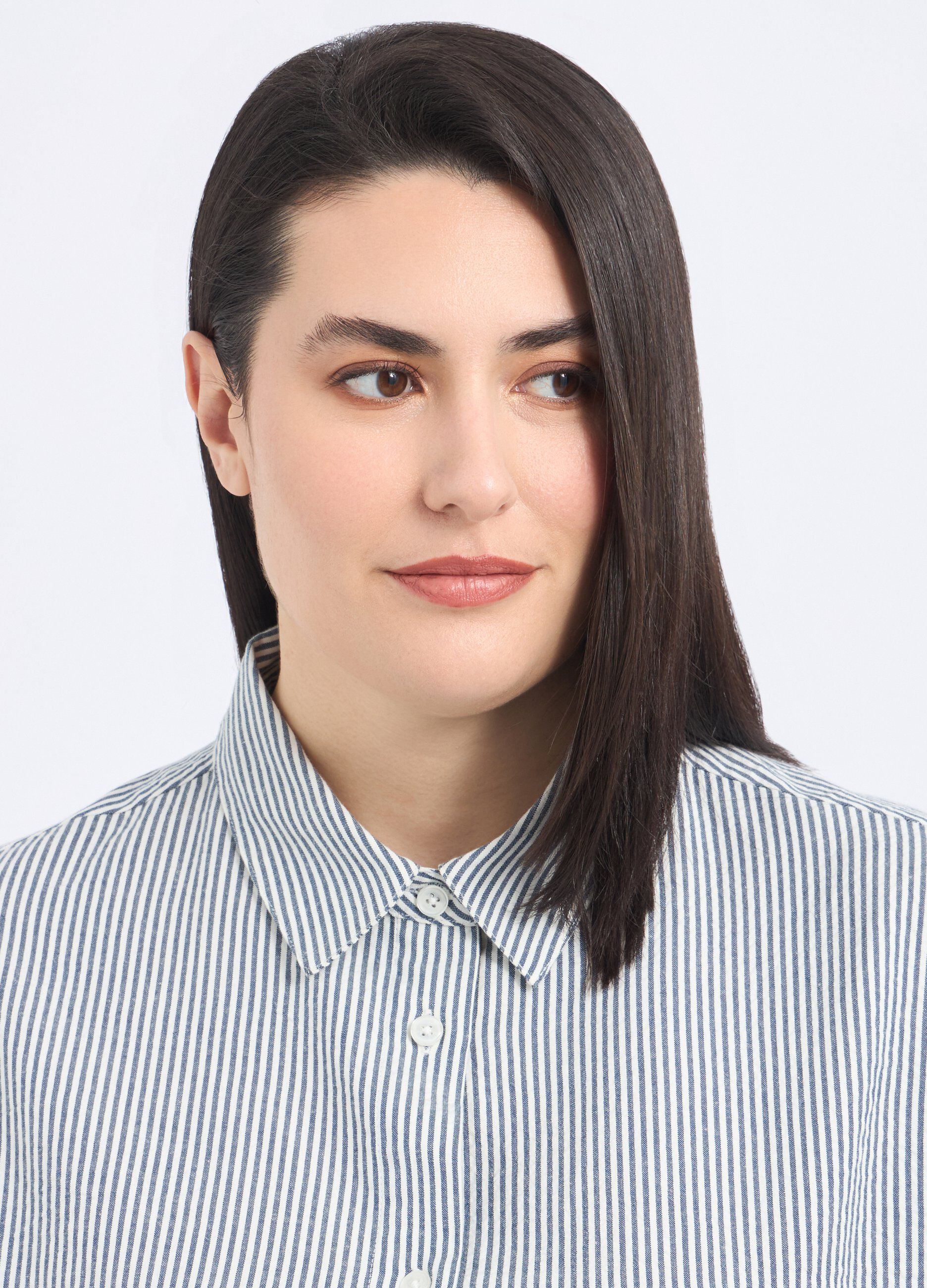 Camicia rigata in puro cotone donna curvy_2